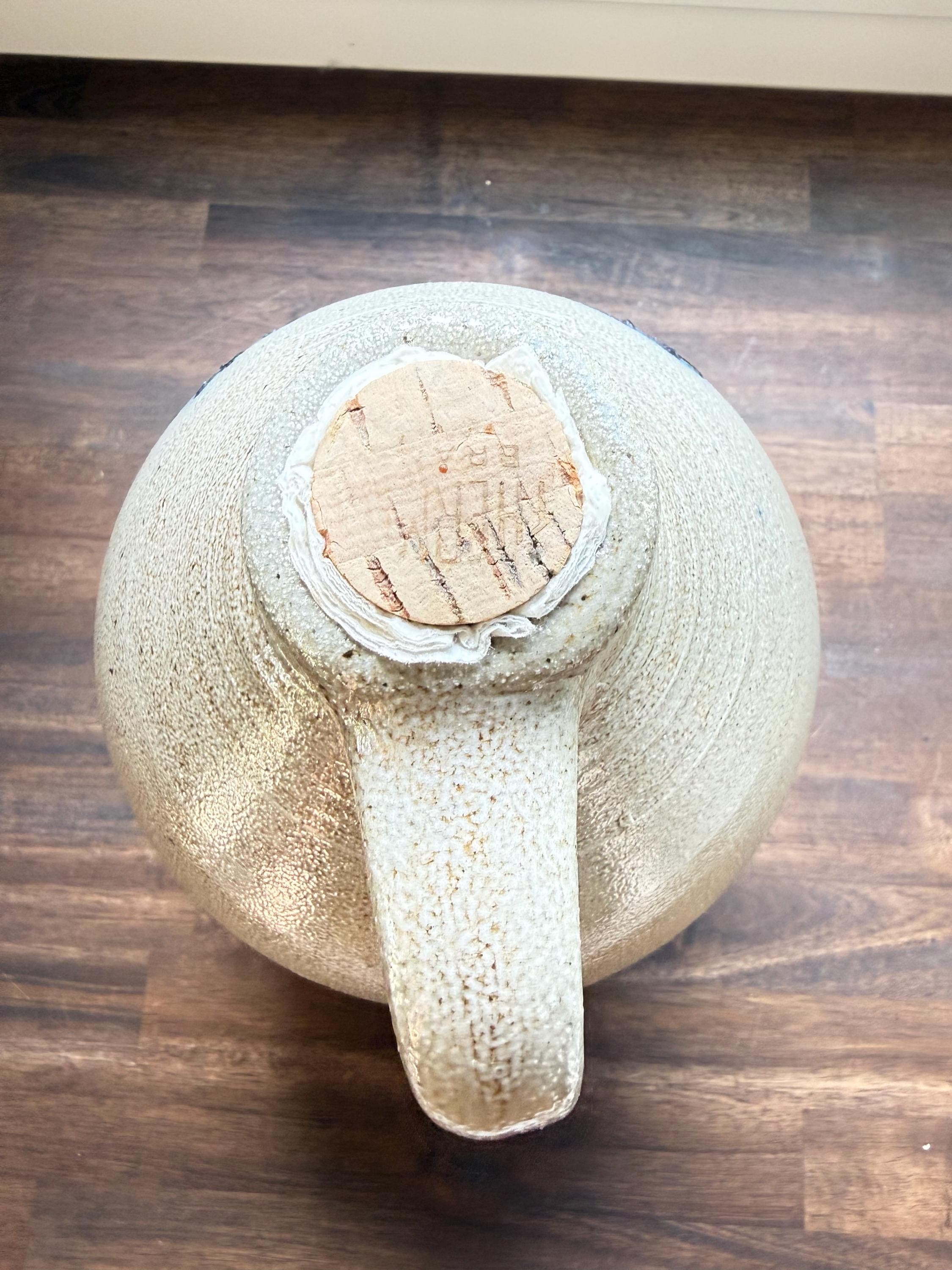 Rowe Pottery Works Salt Glaze Stoneware Jug: Cobalt Blue Bird Vase - Thumbnail 9