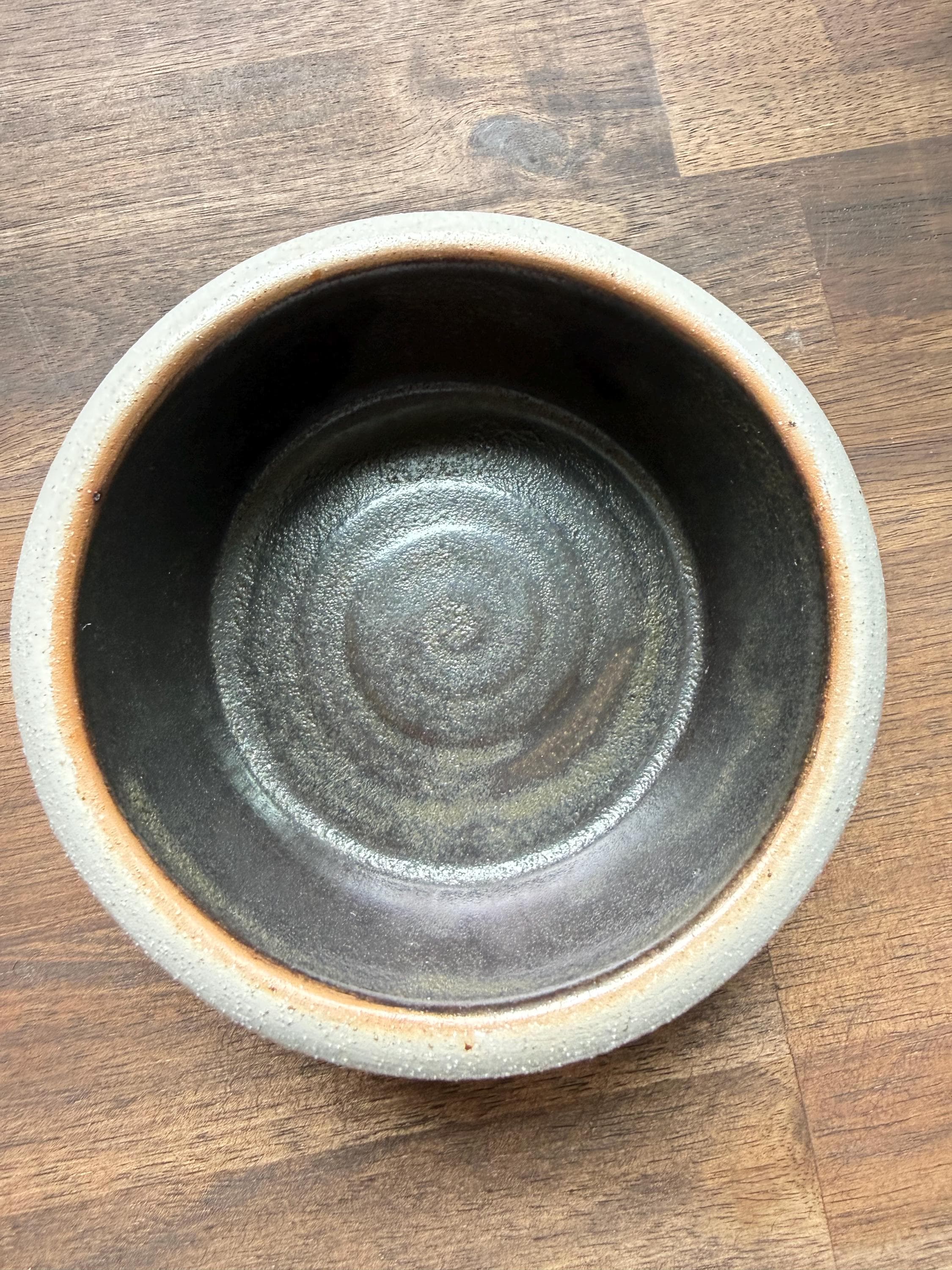 Vintage Rowe Pottery Works Salt Glazed Stoneware Bowl Cobalt Blue Motif American Primitive 1989 - Thumbnail 4
