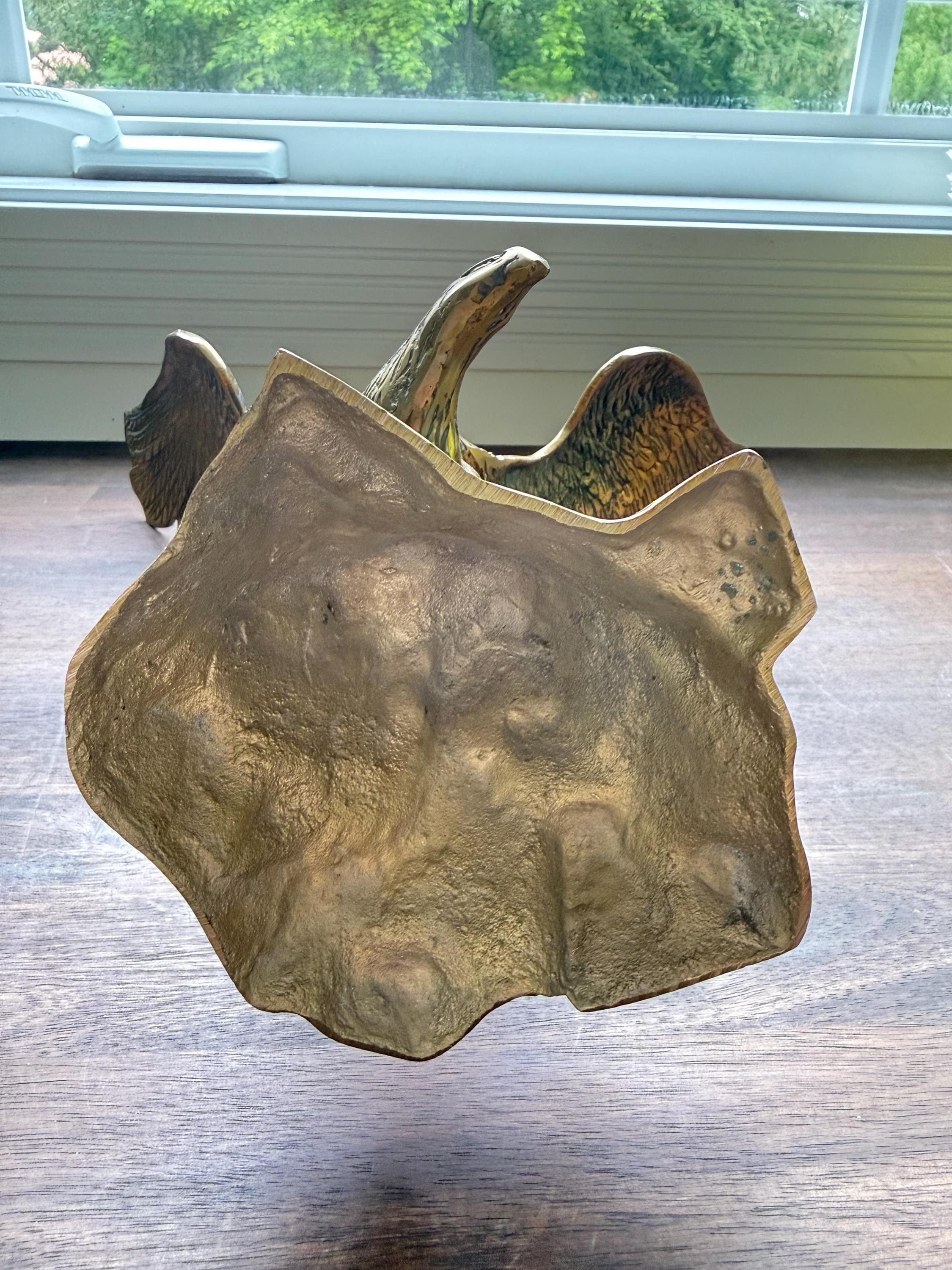 Vintage Brass Eagle Sculpture Perched on Rock Large Mid Century Wildlife Figurine Decor - Thumbnail 10
