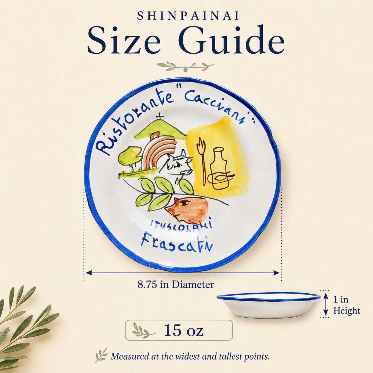 Vintage Vietri Ceramic Plate: Hand-Painted Italian Restaurant Frascati Kitchen Decor 1993 - Thumbnail 13