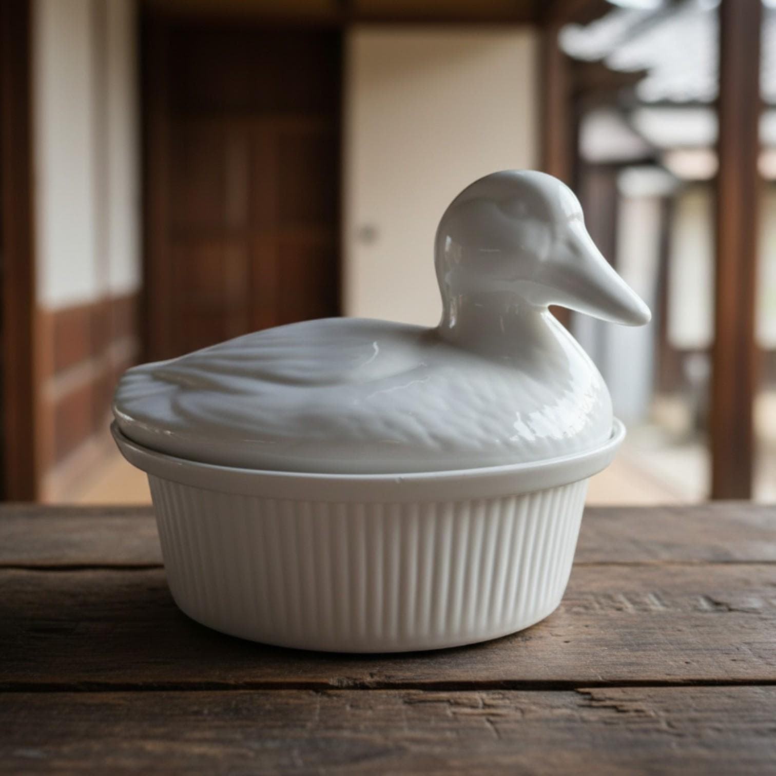Vintage California Pottery White Duck 10" Casserole Dish with Lid | 697-43 - Thumbnail 13