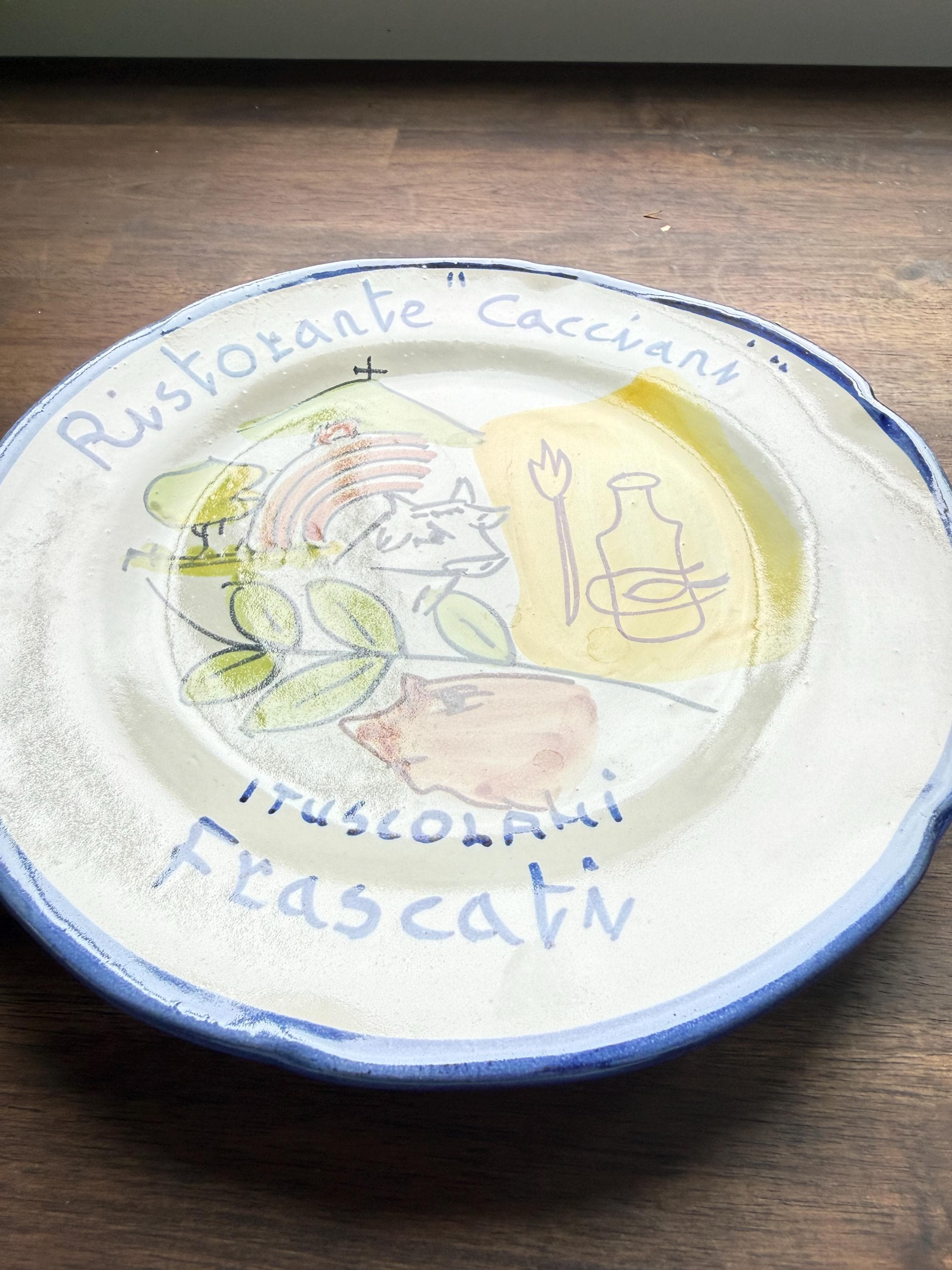 Vintage Vietri Ceramic Plate: Hand-Painted Italian Restaurant Frascati Kitchen Decor 1993 - Thumbnail 5