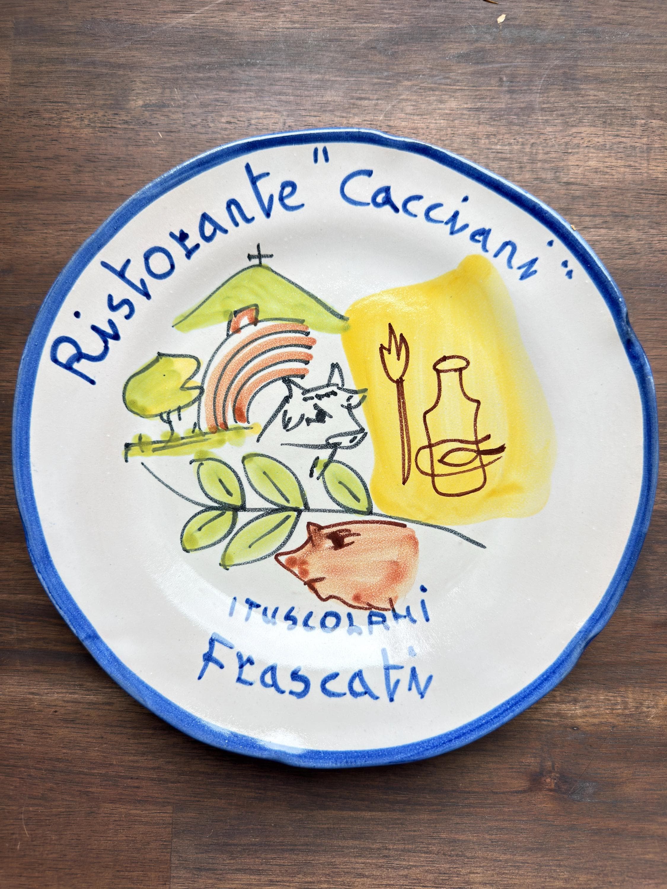 Vintage Vietri Ceramic Plate: Hand-Painted Italian Restaurant Frascati Kitchen Decor 1993 - Thumbnail 2