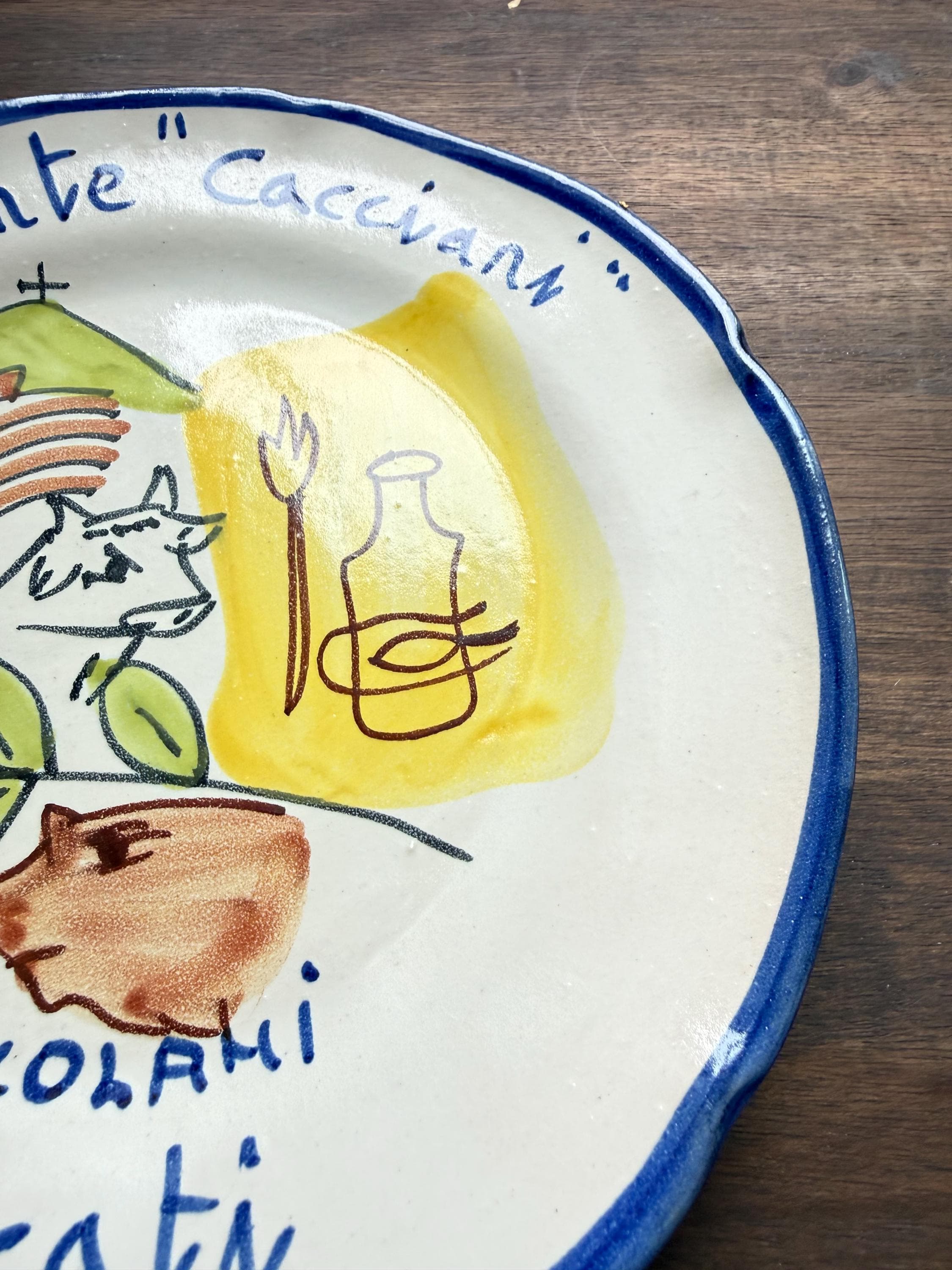 Vintage Vietri Ceramic Plate: Hand-Painted Italian Restaurant Frascati Kitchen Decor 1993 - Thumbnail 6