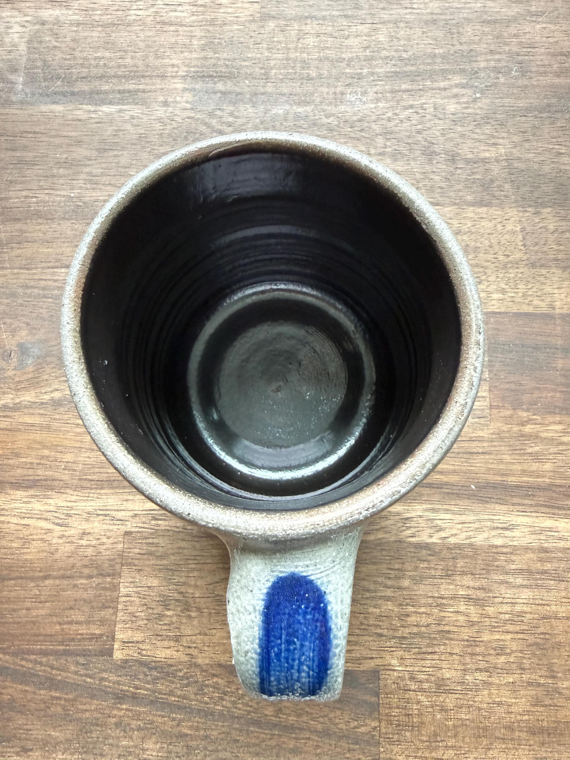 Vintage Rowe Pottery Works Salt Glazed Stoneware Mug Cobalt Blue Stars American Primitive 1994 - Thumbnail 6