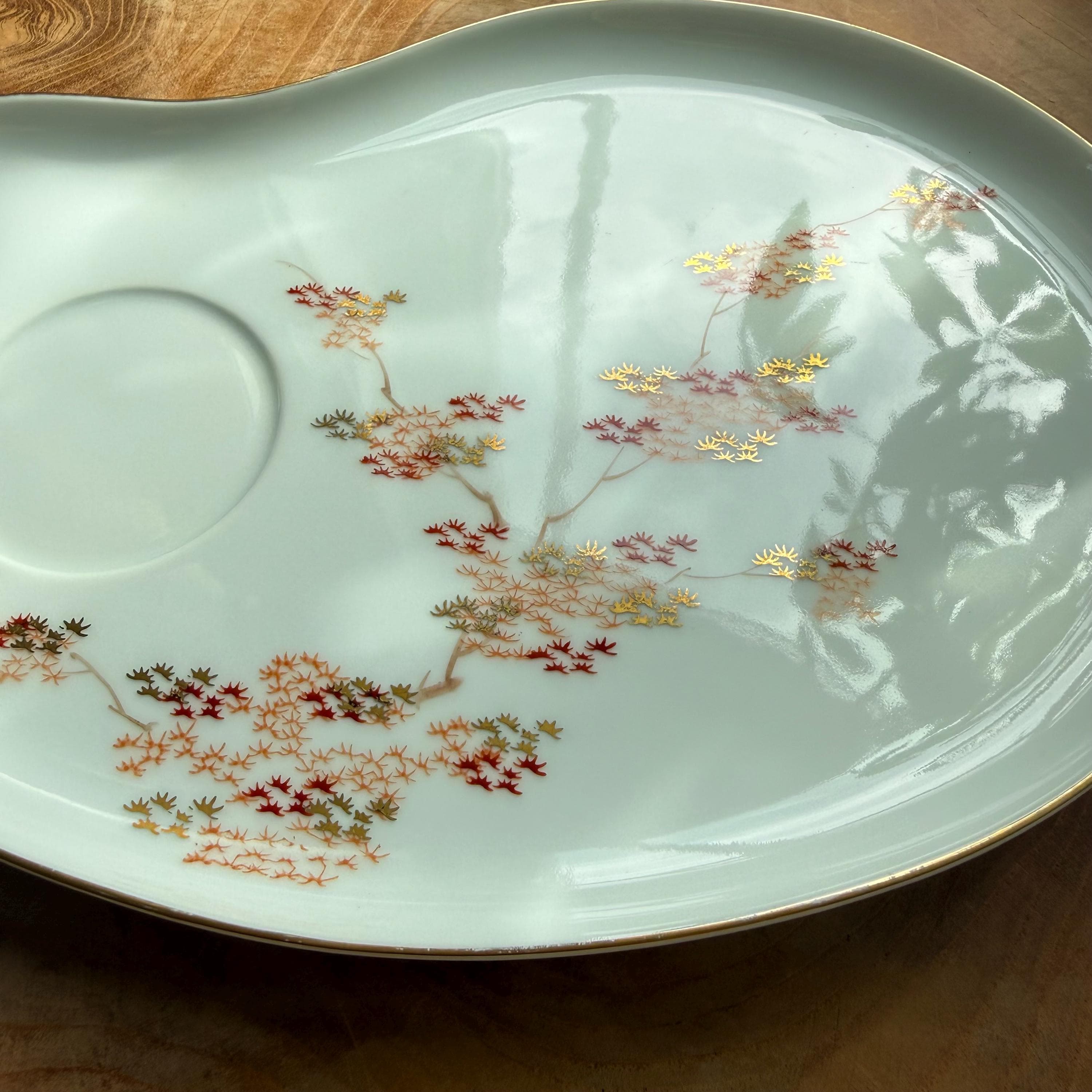 Fukagawa Arita Maple Snack Set: Japanese Porcelain Cup and Plate - Thumbnail 6