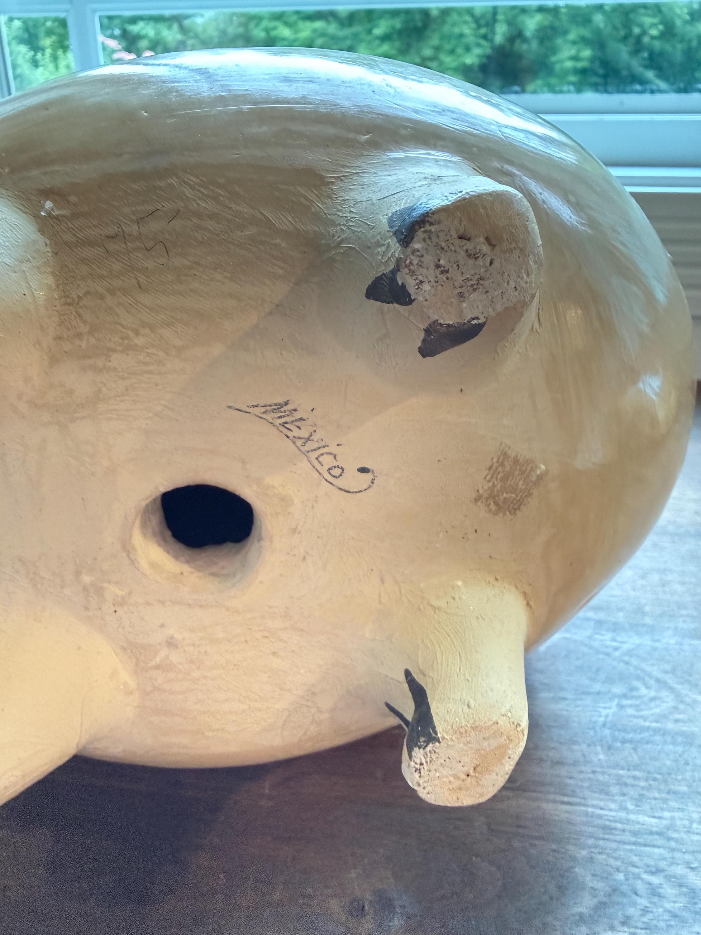 Vintage Tonalá Hand Painted Clay Pig: Mexican Folk Art Hacienda Decor - Thumbnail 14
