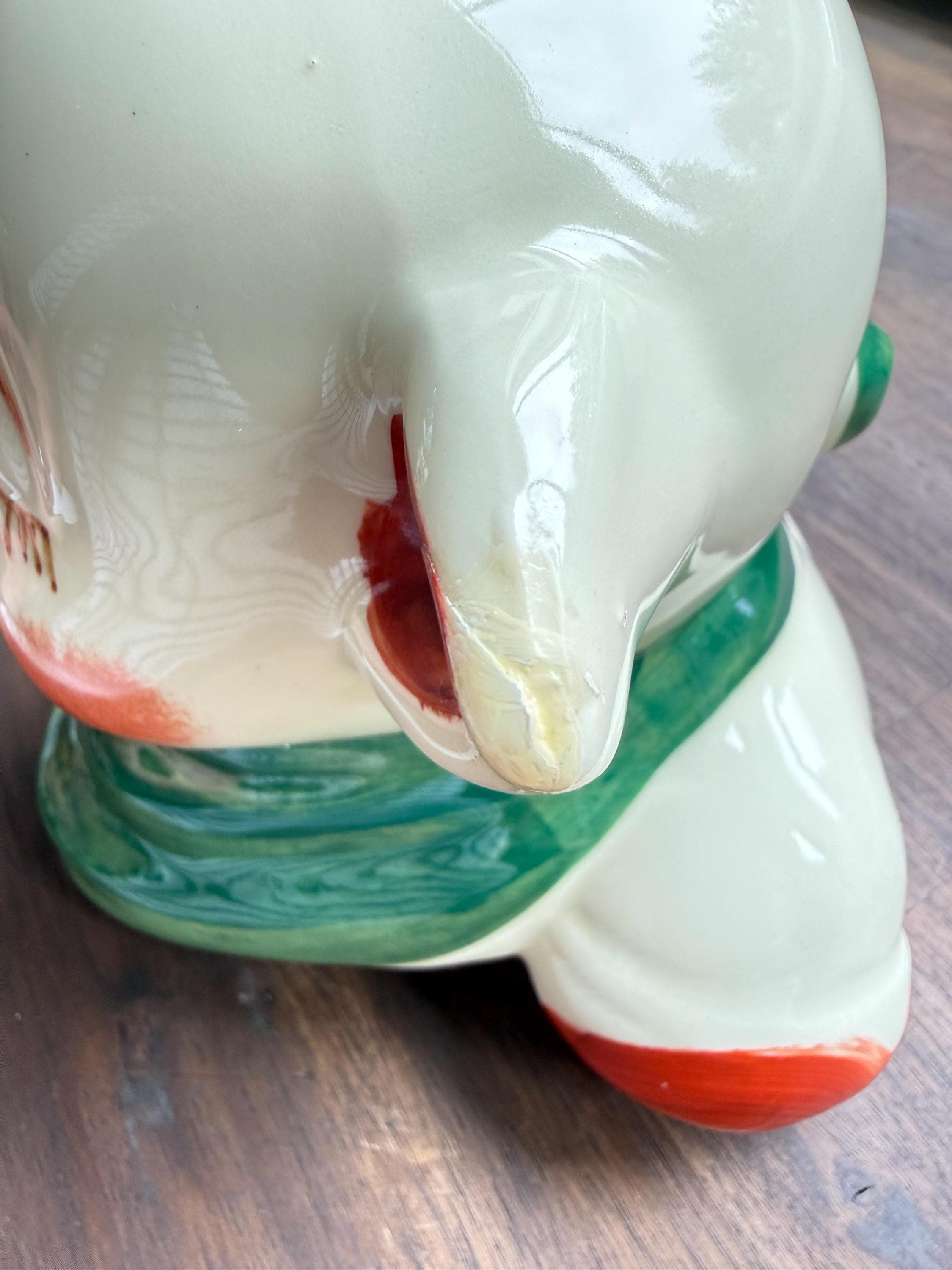 Vintage Shawnee Smiley Pig Cookie Jar Shamrock Clover Pattern Irish Kitchen Decor | Repaired - Thumbnail 9