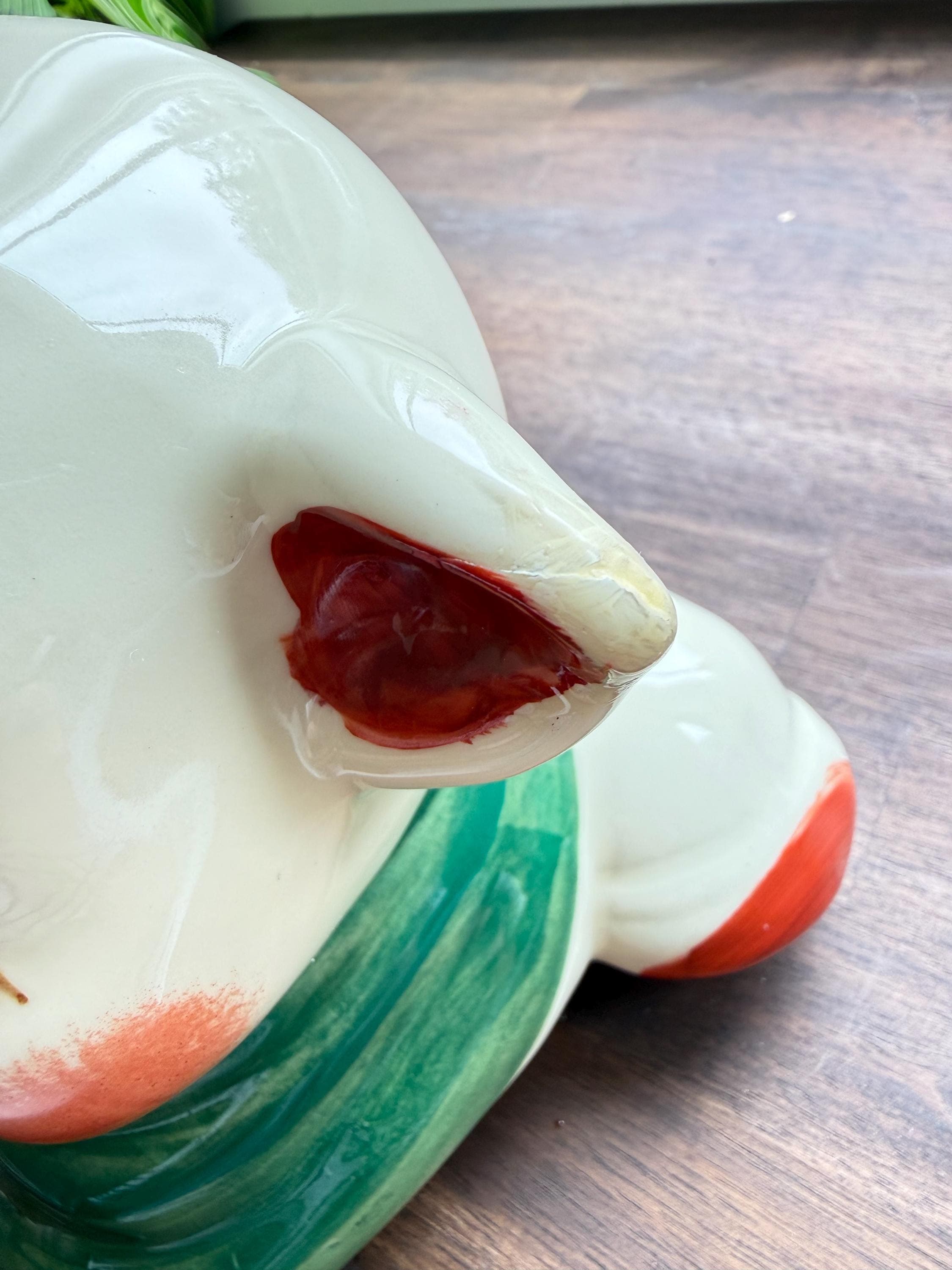 Vintage Shawnee Smiley Pig Cookie Jar Shamrock Clover Pattern Irish Kitchen Decor | Repaired - Thumbnail 8