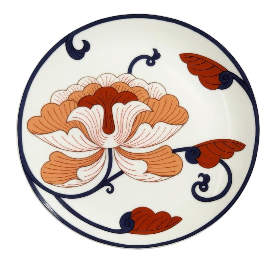 Fitz and Floyd Lotus | 4 Plates | Vintage Asian Inspired Porcelain, 7 Inch - Thumbnail 2
