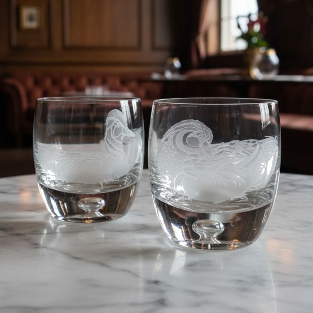 Perry Coyle Signed Etched Duck Whiskey Glasses Set: Heavy Bottom Tumblers - Thumbnail 9