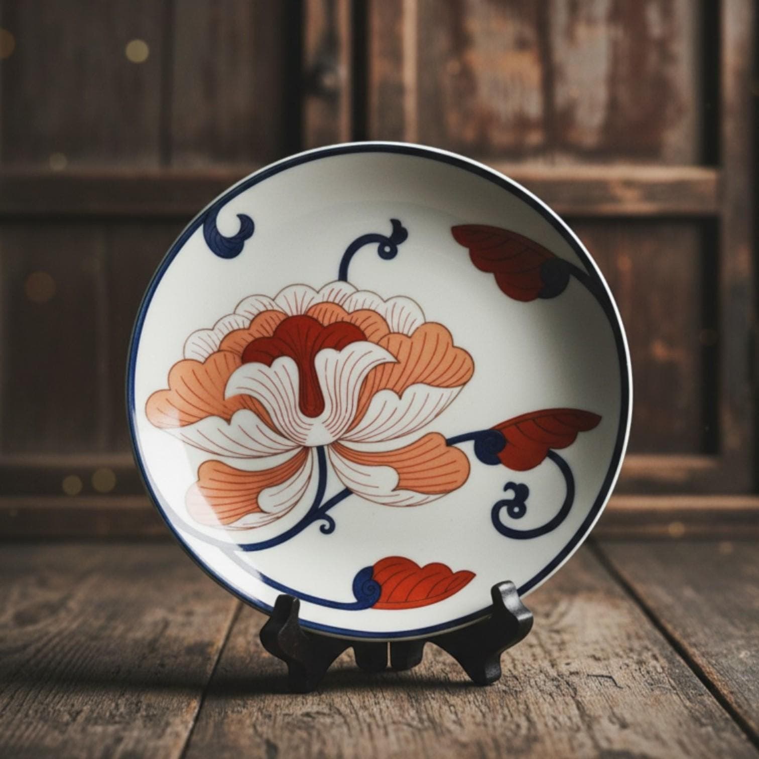 Fitz and Floyd Lotus | 4 Plates | Vintage Asian Inspired Porcelain, 7 Inch - Thumbnail 10