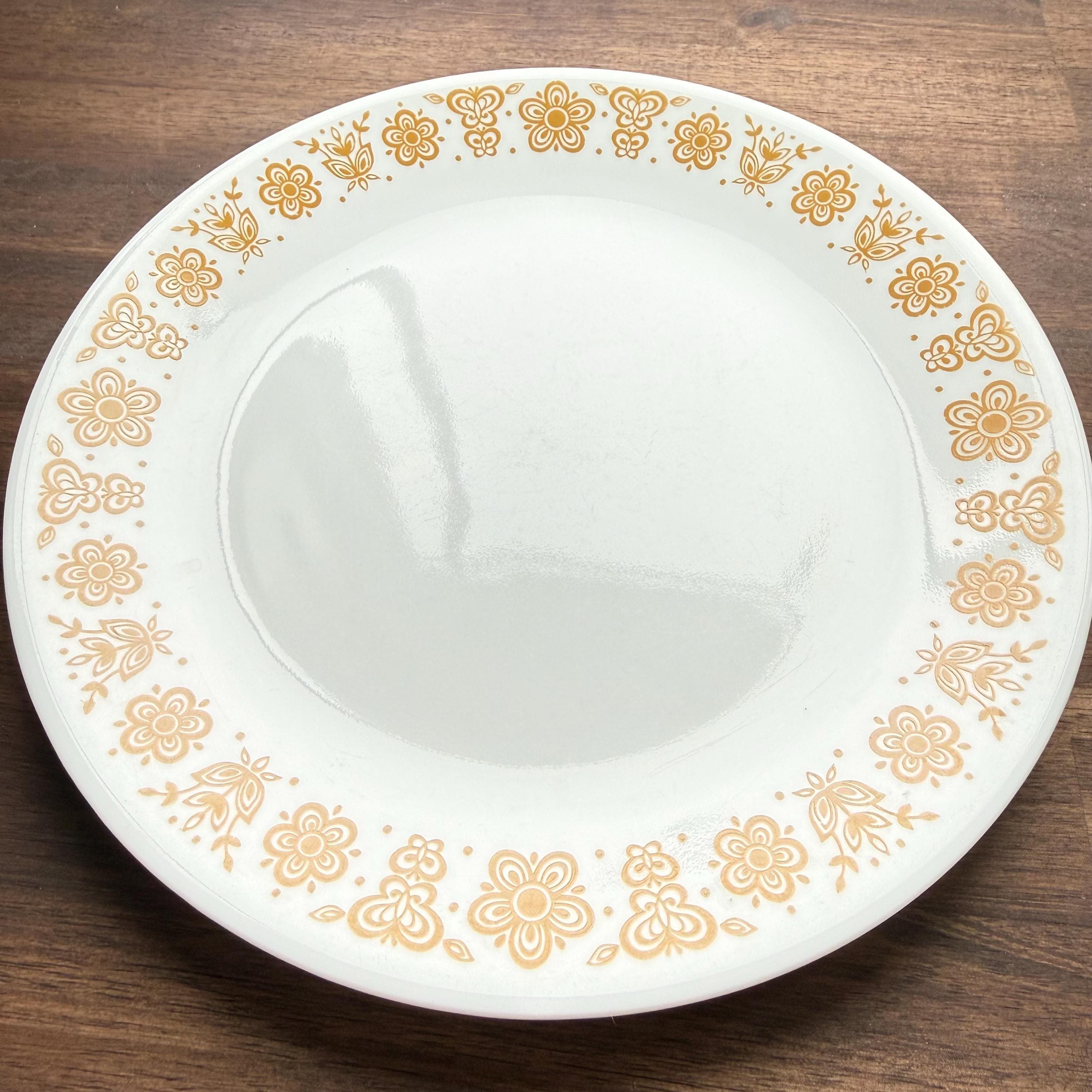 Vintage Corelle Butterfly Gold Dinner Plate – Retro Floral Dish - Thumbnail 3