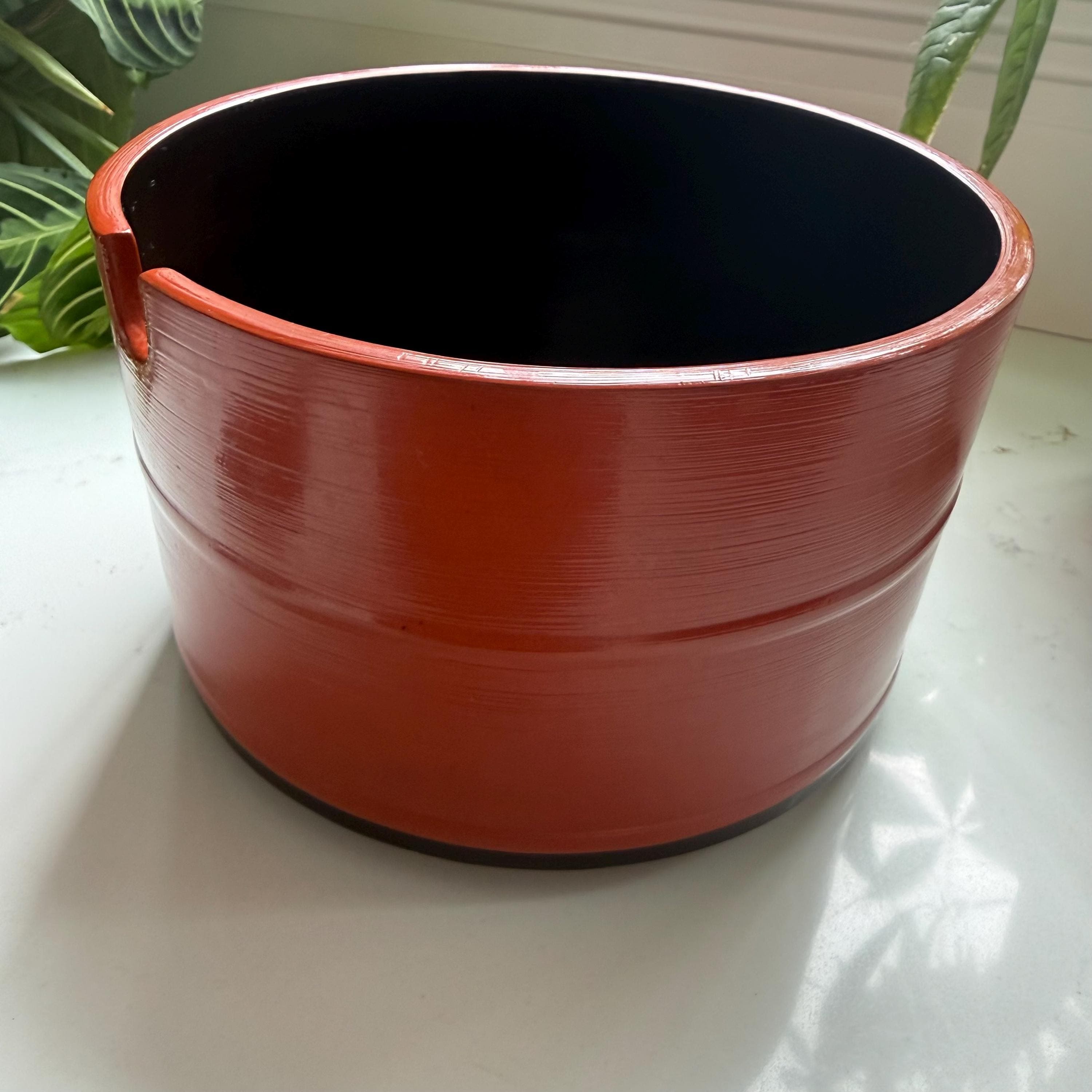 Vintage Japanese Ohitsu Lacquer Rice Container Red Wooden Hangiri Style Serving Vessel - Thumbnail 12