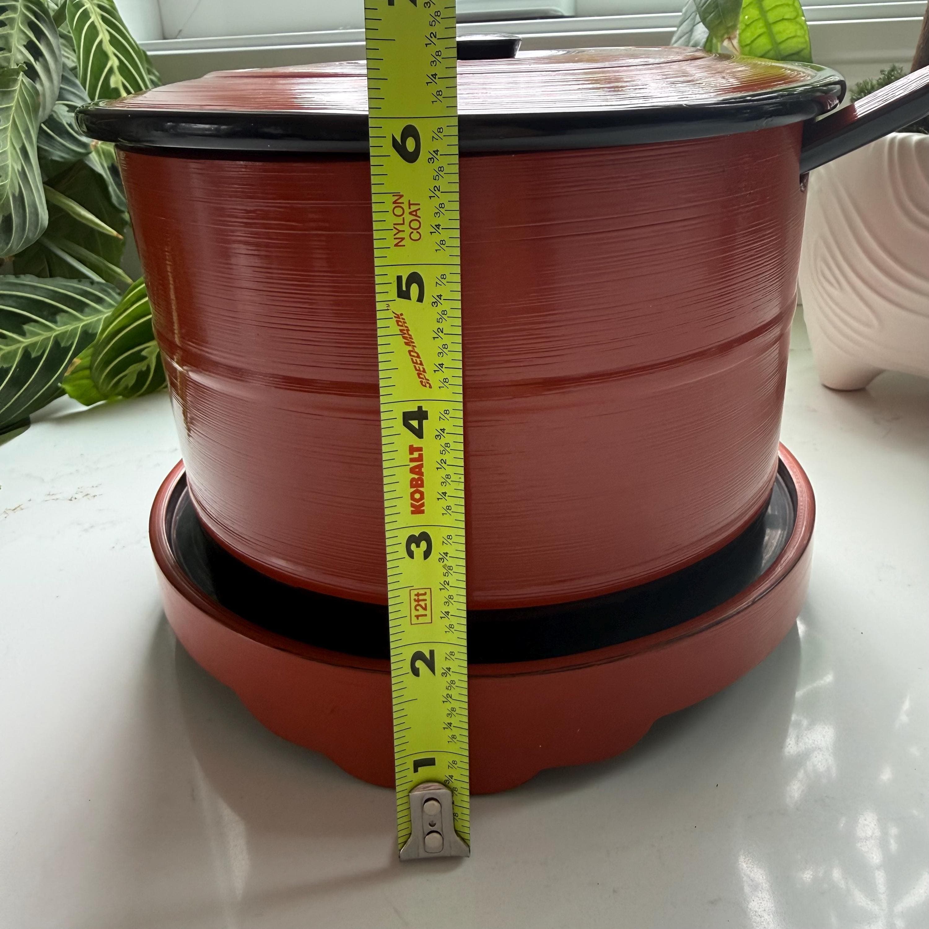 Vintage Japanese Ohitsu Lacquer Rice Container Red Wooden Hangiri Style Serving Vessel - Thumbnail 15