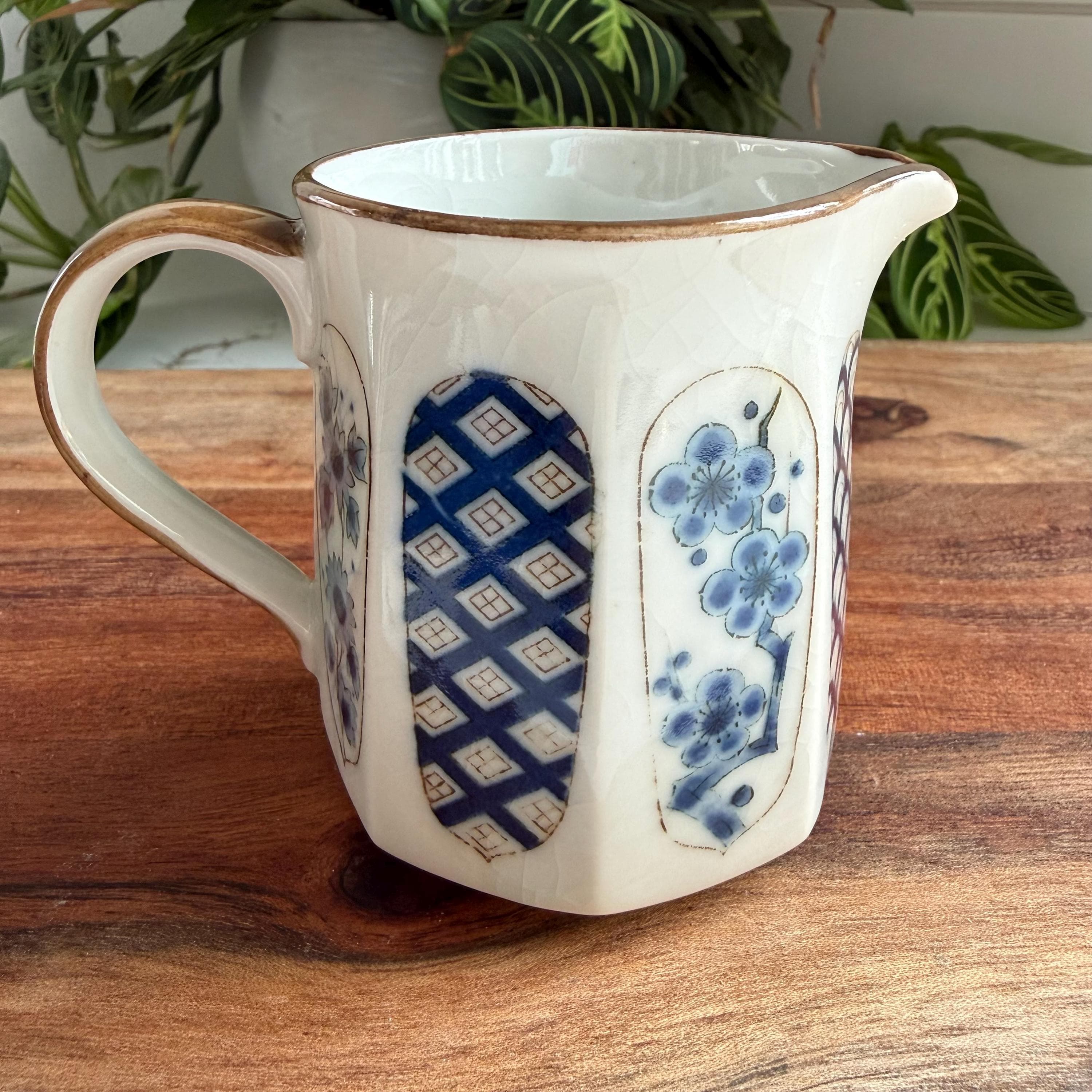 Vintage Otagiri Tea Set | Blue White Porcelain Cups, Sugar Bowl, Creamer | Japandi Decor - Thumbnail 2