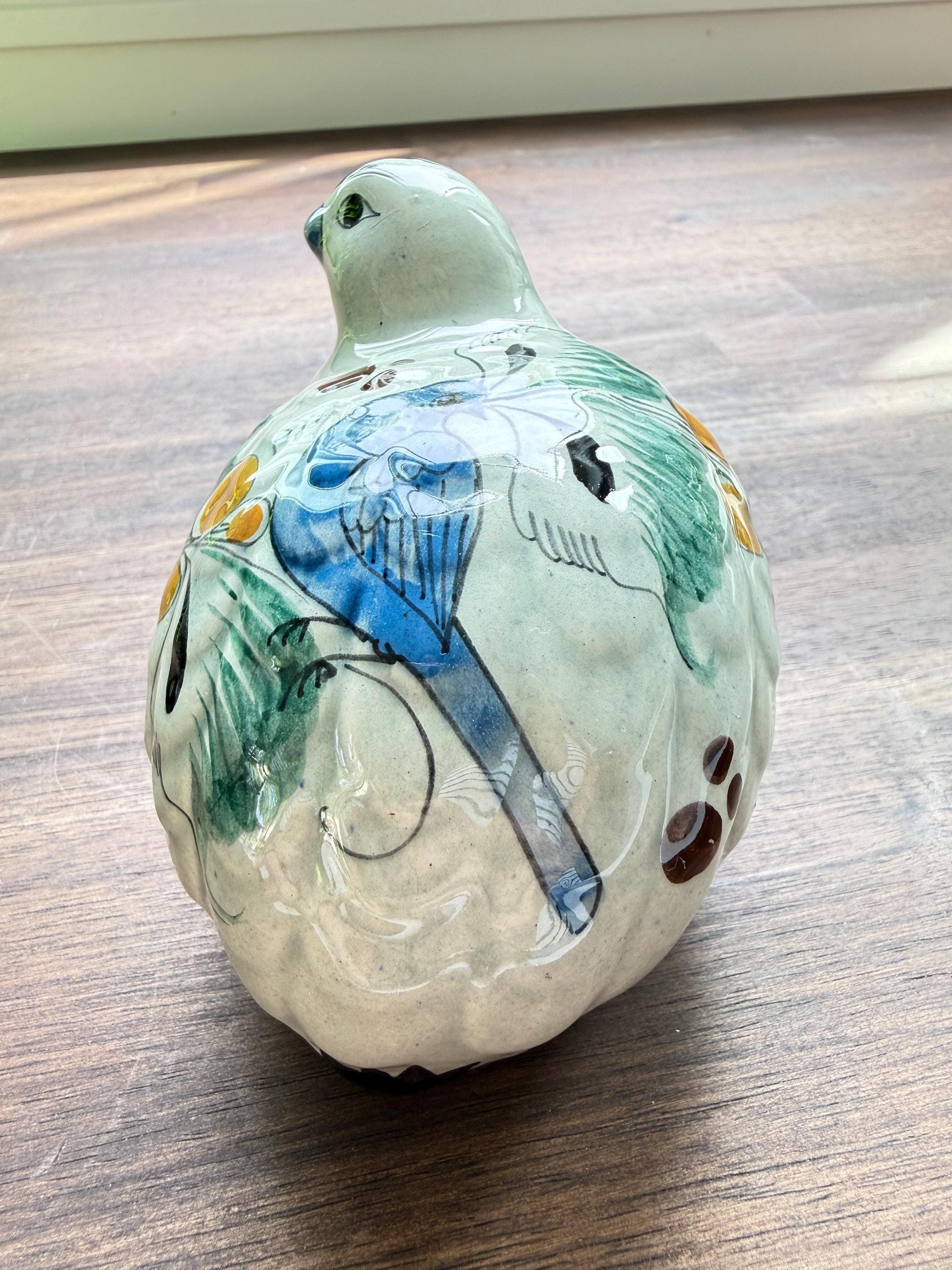 Vintage Tonala Pottery Quail Figurine Hand Painted Mexican Folk Art Bird Sculpture - Thumbnail 7