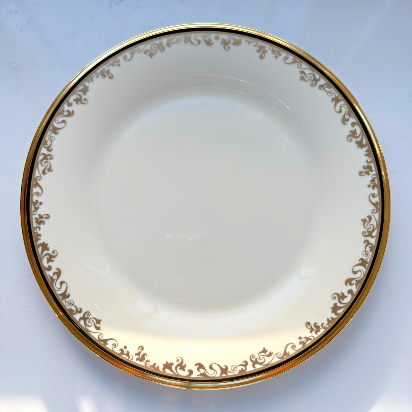 Lenox Eclipse 5-Piece China Set – Ivory Gold Scroll, Black Trim, NOS (Original Box) - Thumbnail 15