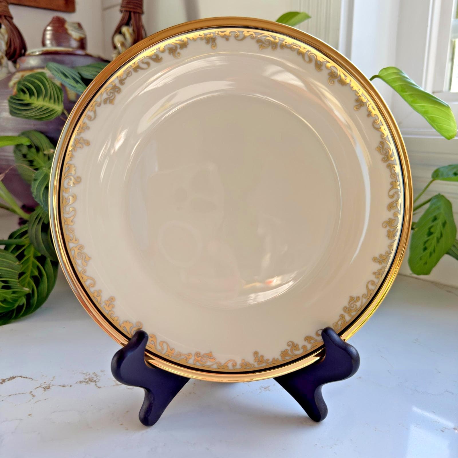 Lenox Eclipse 5-Piece China Set – Ivory Gold Scroll, Black Trim, NOS (Original Box) - Thumbnail 17