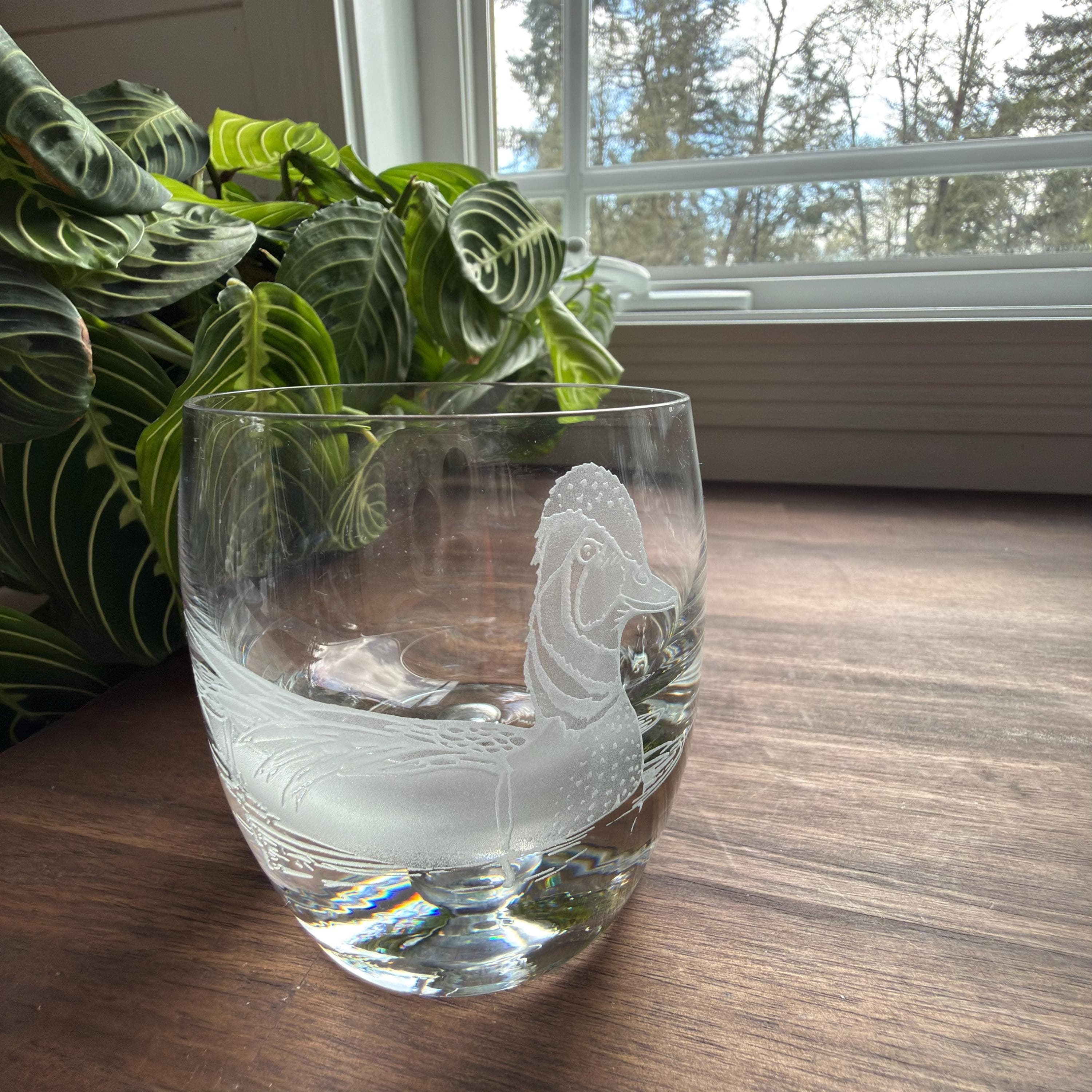 Perry Coyle Signed Etched Duck Whiskey Glasses Set: Heavy Bottom Tumblers - Thumbnail 3