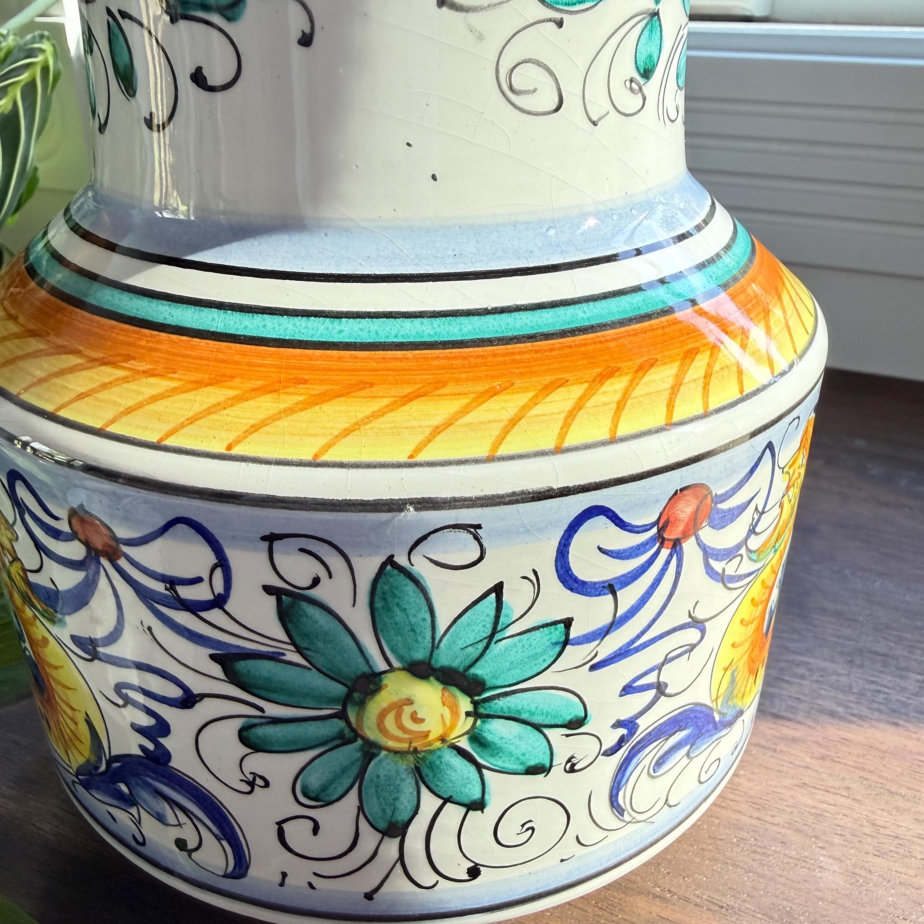 Vintage Italian Deruta Majolica Pitcher: Hand-Painted Raffaellesco Dragon Ceramic Jug - Thumbnail 8