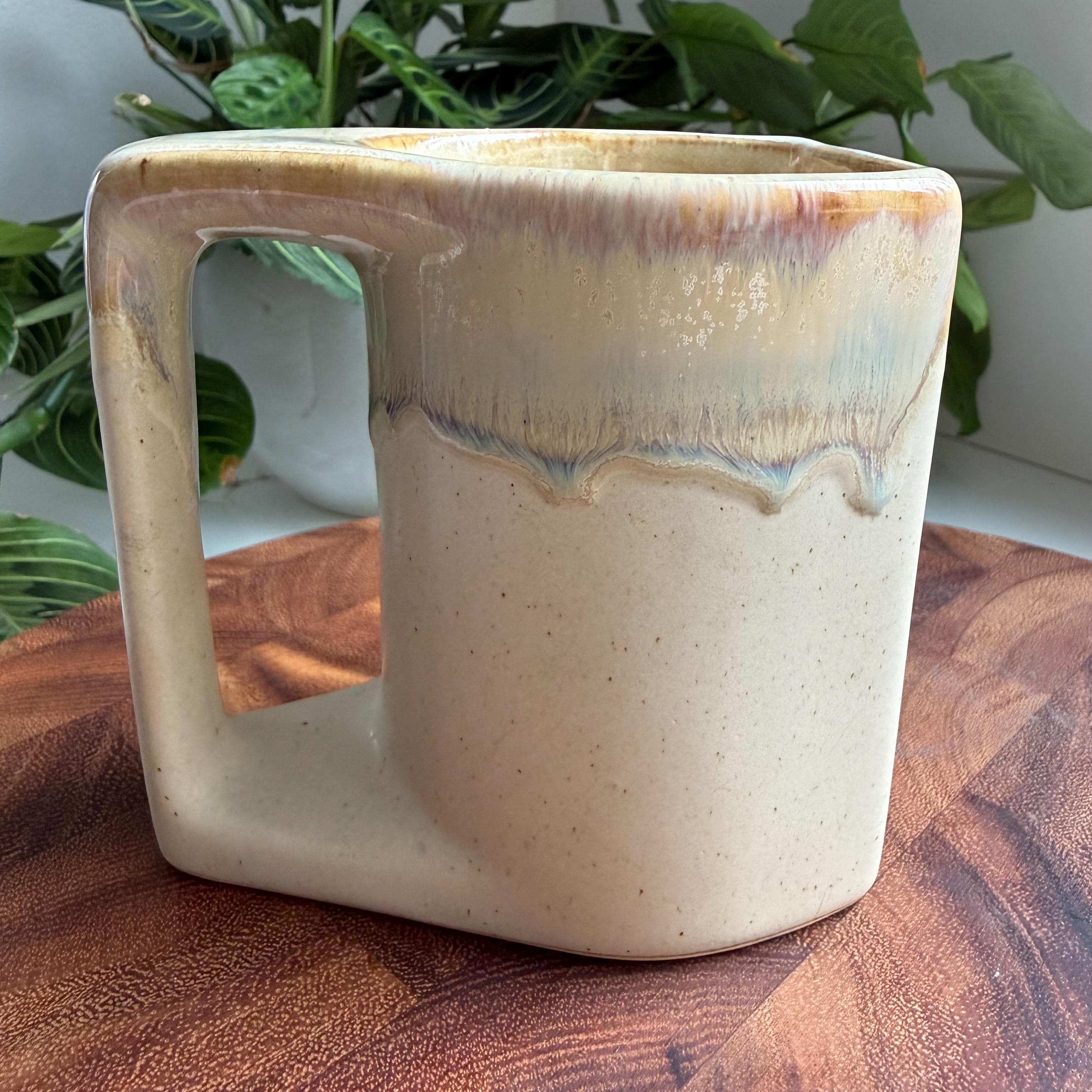 Vintage Rodolfo Padilla Signed Stacking 6 Mug Set Ceramic Stoneware and Wood Stand - Thumbnail 12