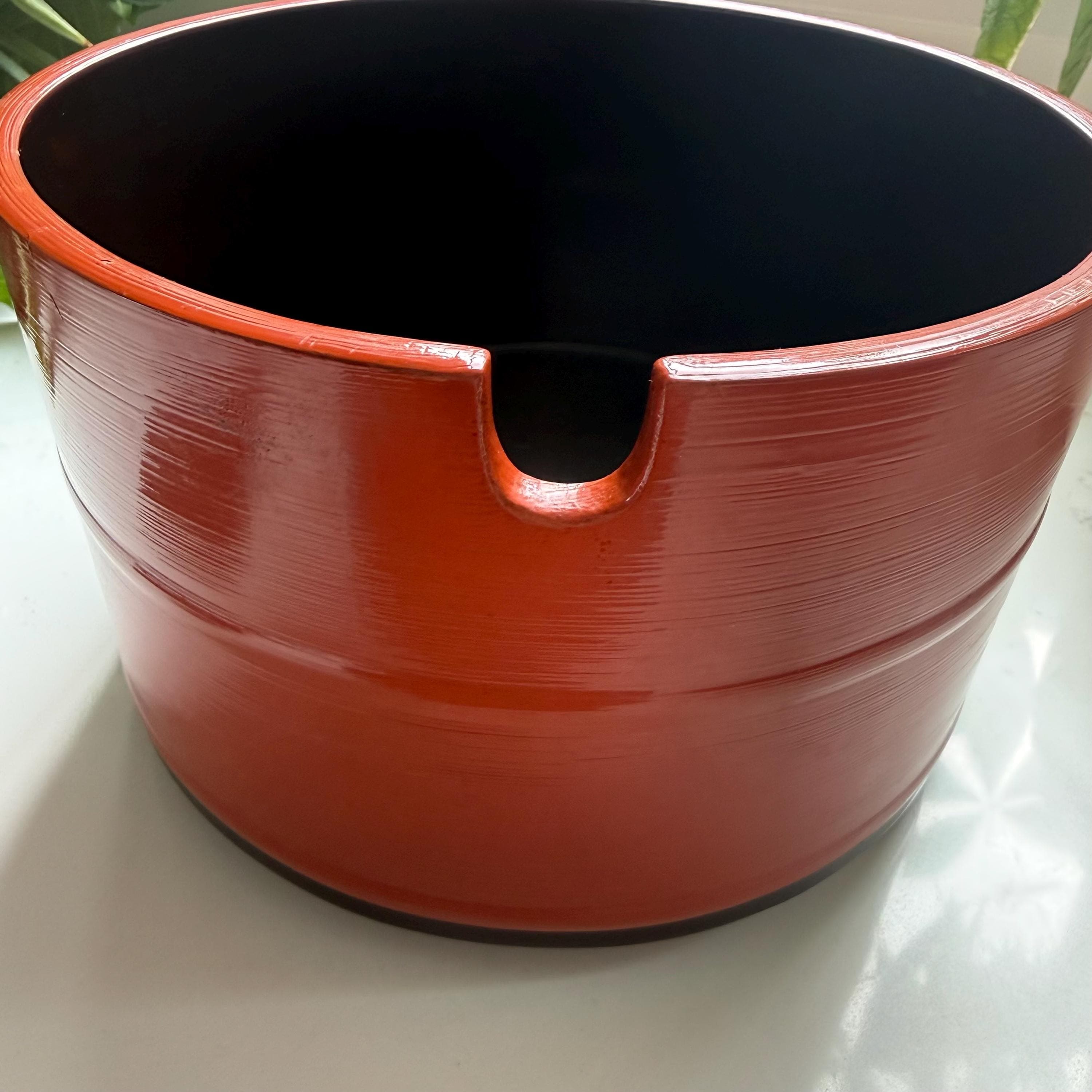 Vintage Japanese Ohitsu Lacquer Rice Container Red Wooden Hangiri Style Serving Vessel - Thumbnail 11