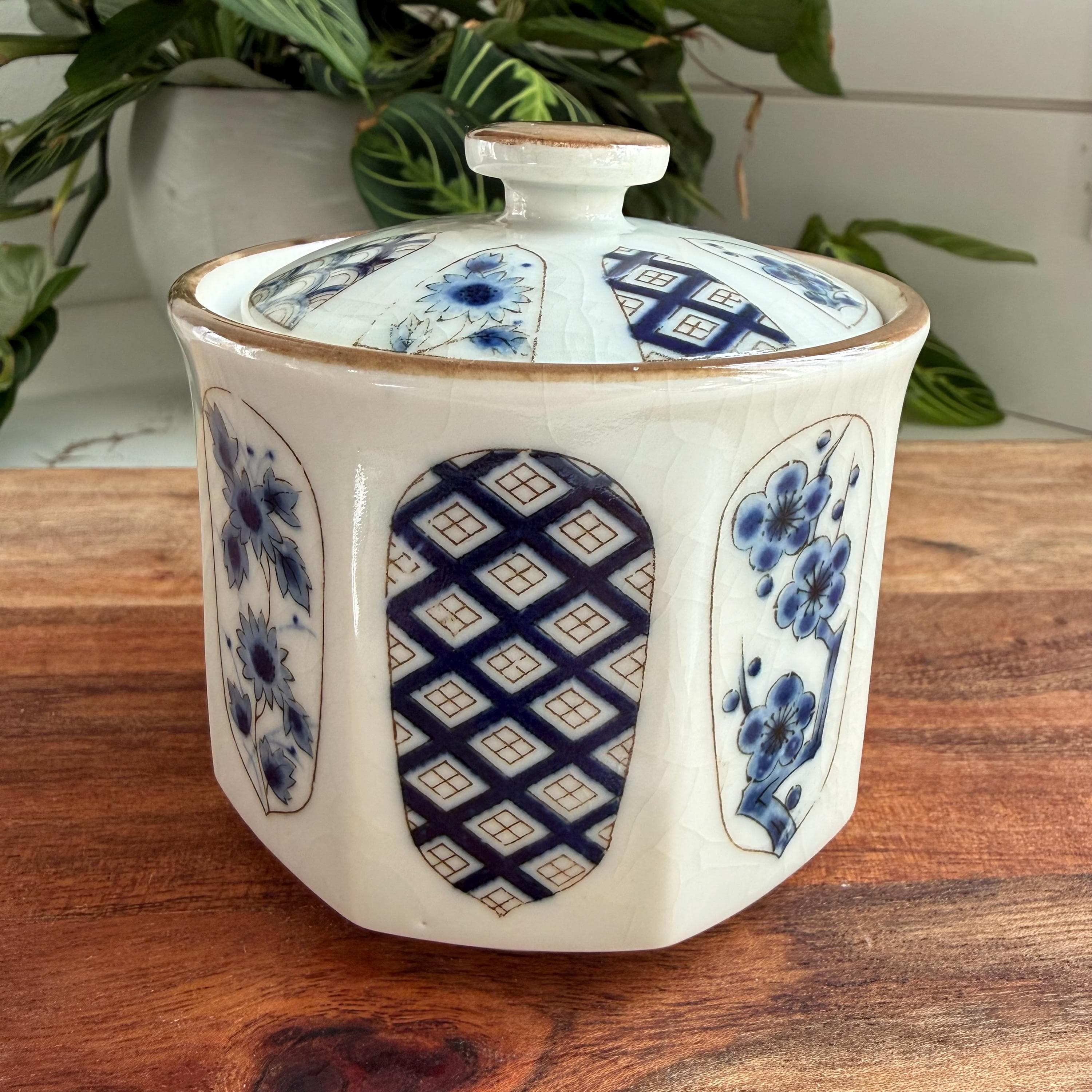 Vintage Otagiri Tea Set | Blue White Porcelain Cups, Sugar Bowl, Creamer | Japandi Decor - Thumbnail 7