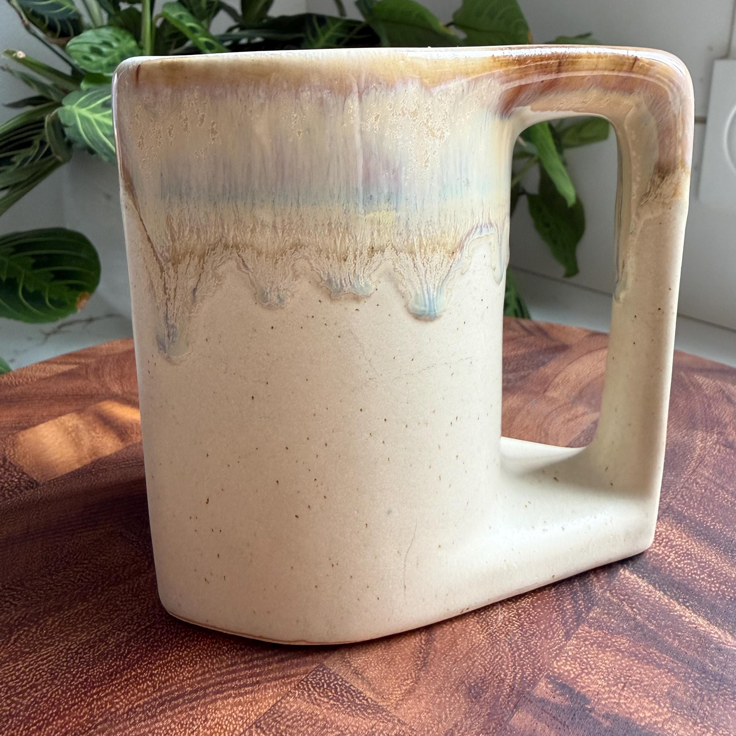 Vintage Rodolfo Padilla Signed Stacking 6 Mug Set Ceramic Stoneware and Wood Stand - Thumbnail 11