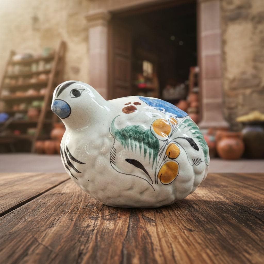 Vintage Tonala Pottery Quail Figurine Hand Painted Mexican Folk Art Bird Sculpture - Thumbnail 13