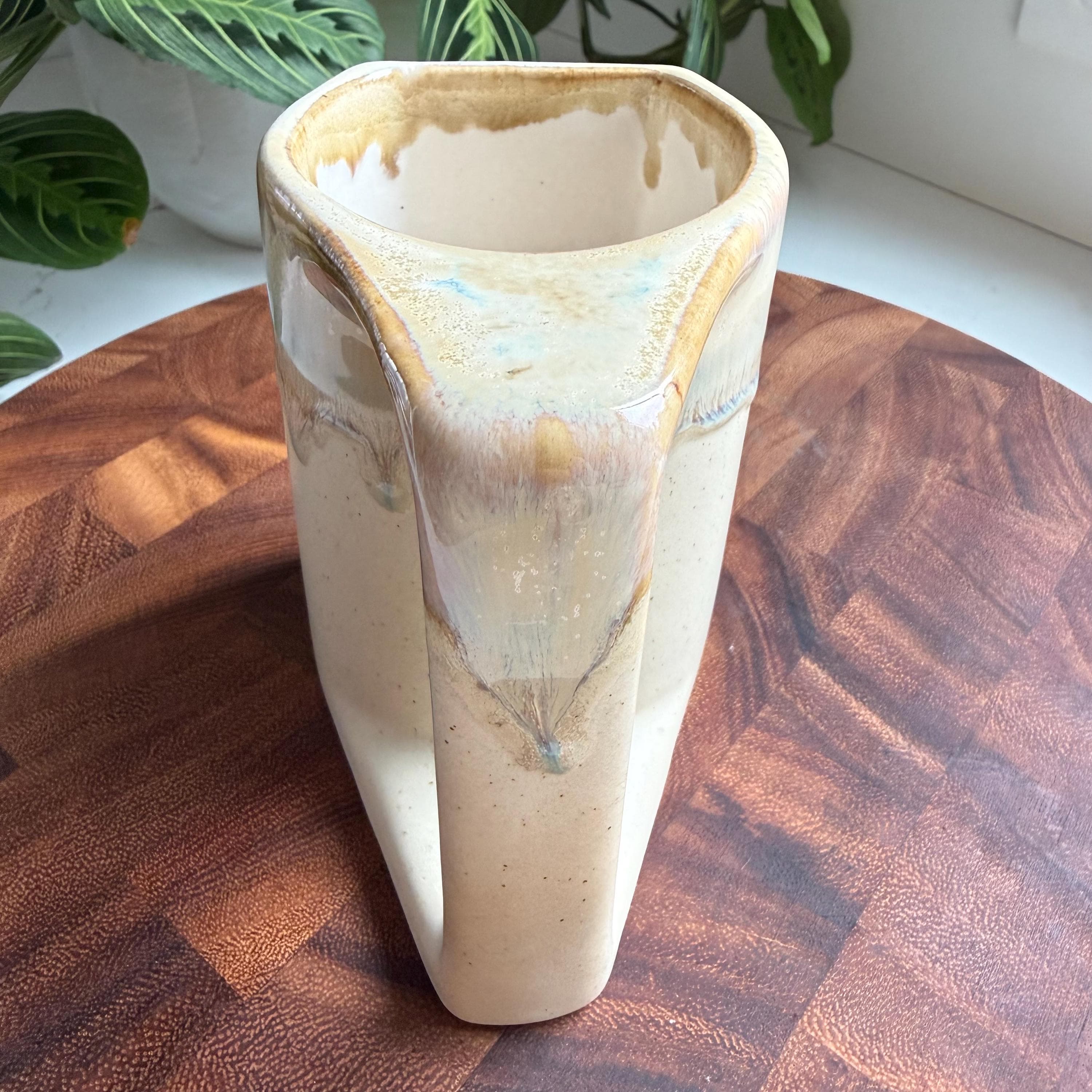 Vintage Rodolfo Padilla Signed Stacking 6 Mug Set Ceramic Stoneware and Wood Stand - Thumbnail 10