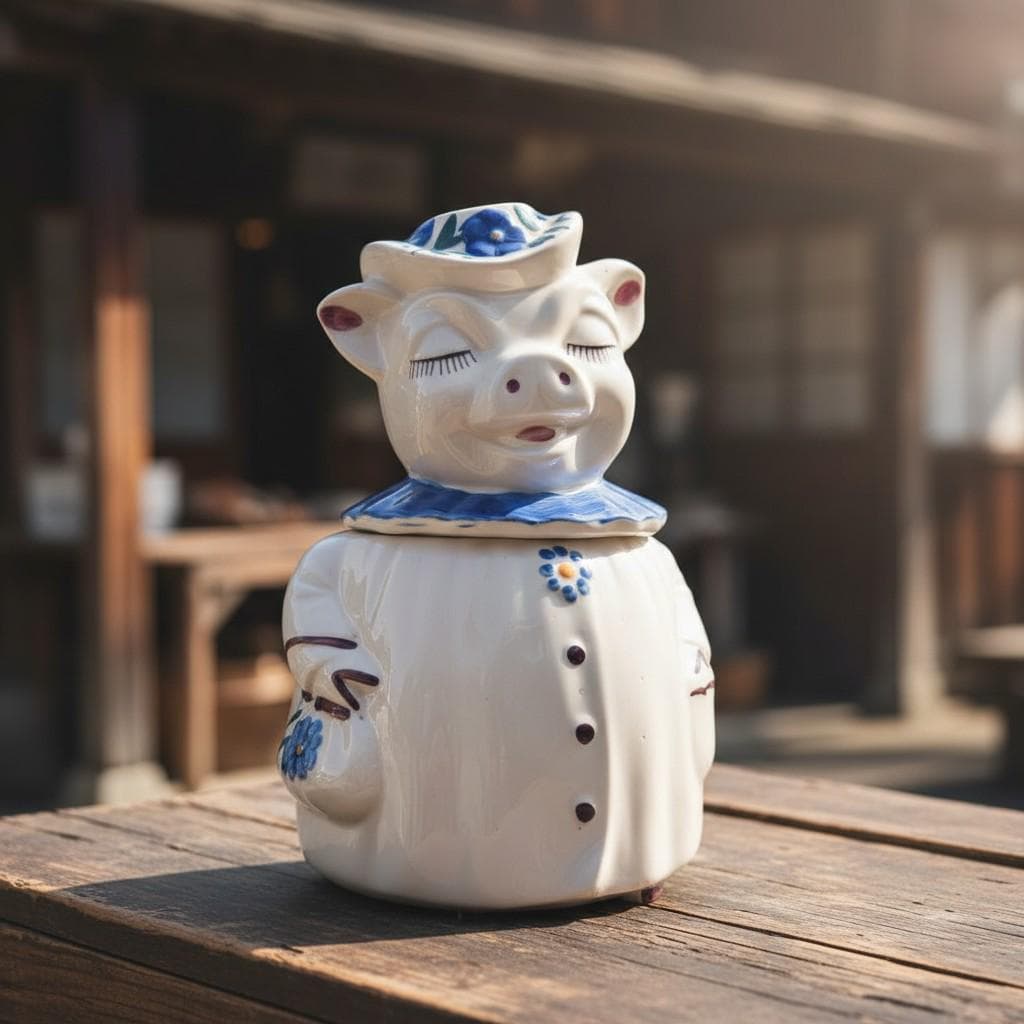Vintage Shawnee Winnie Pig Cookie Jar Smiley Pig Pottery Kitchen Decor - Thumbnail 17