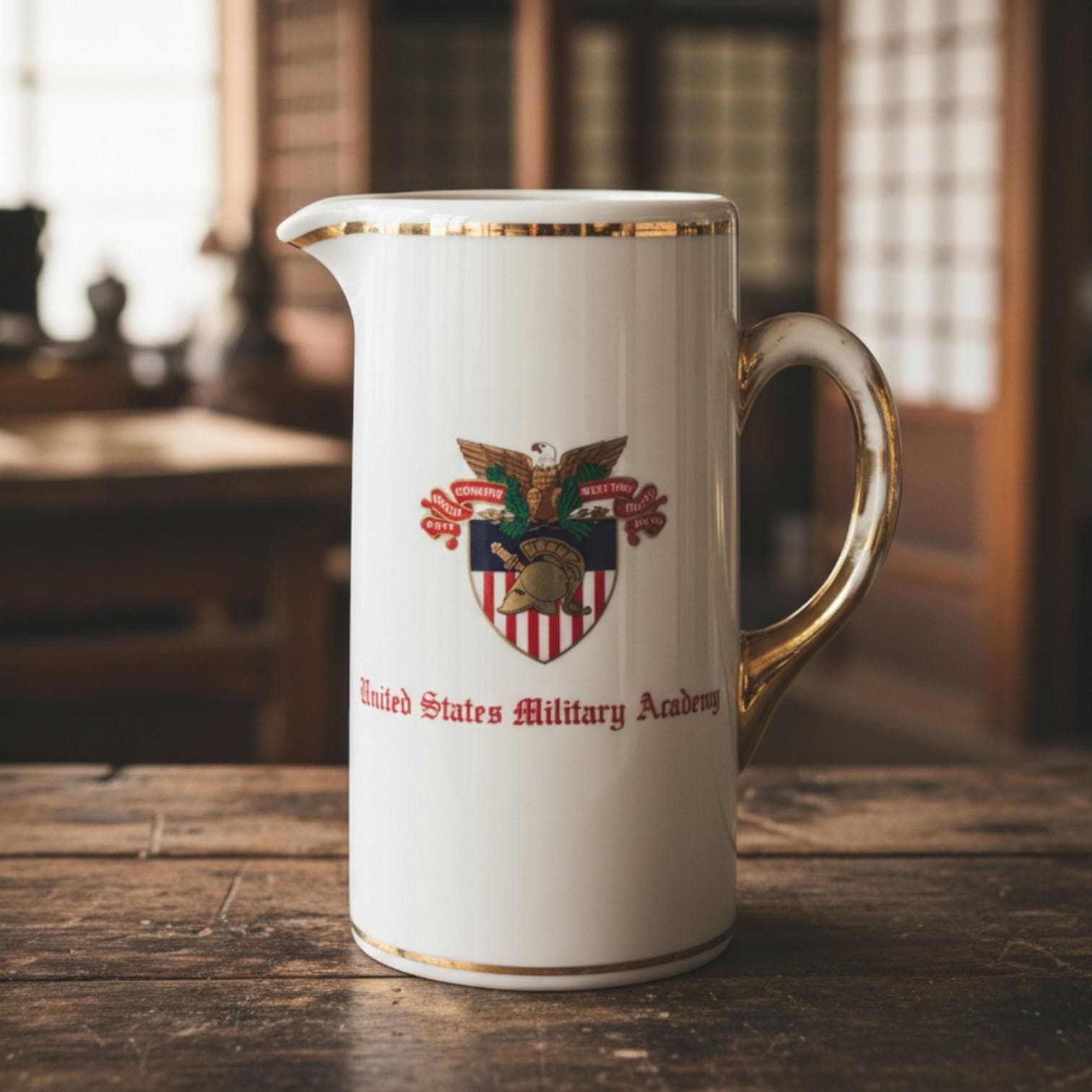 West Point Ceramic Pitcher, USMA Crest, Gold Trim Patriotic Decor - Thumbnail 7