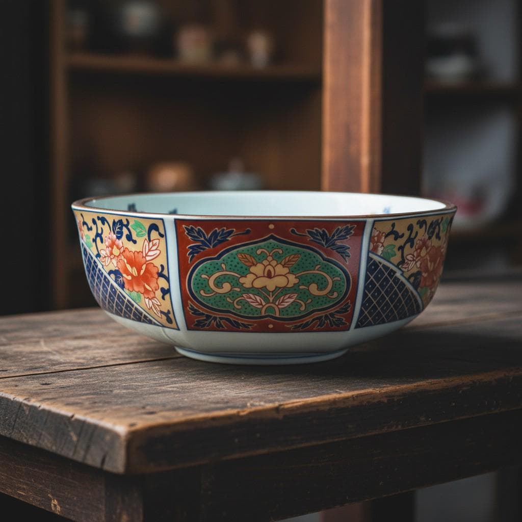 Vintage Japanese Imari Porcelain Bowl | Hand-Painted Floral Serving Dish - Thumbnail 5
