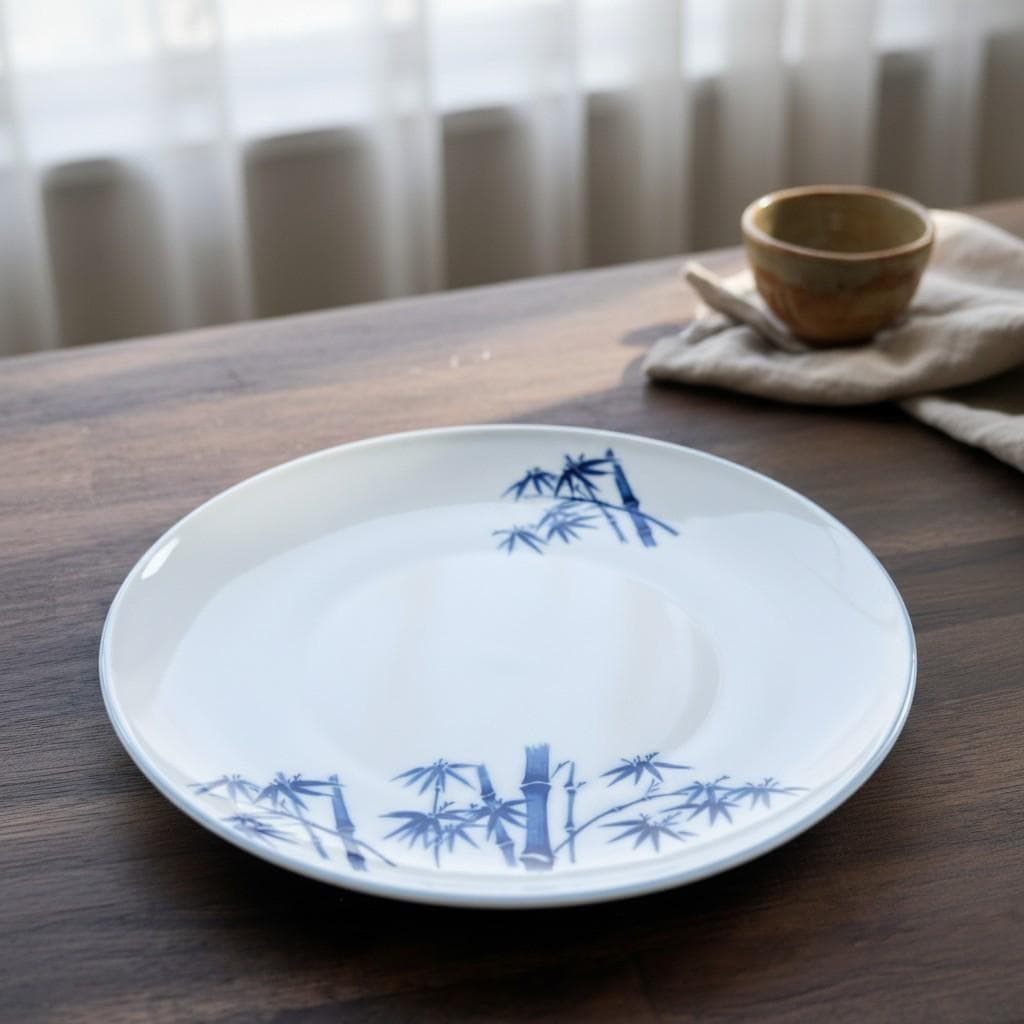 Vintage Seto Japan Blue White Bamboo Plate, MCM Japandi Dinnerware, Asian Decor - Thumbnail 10