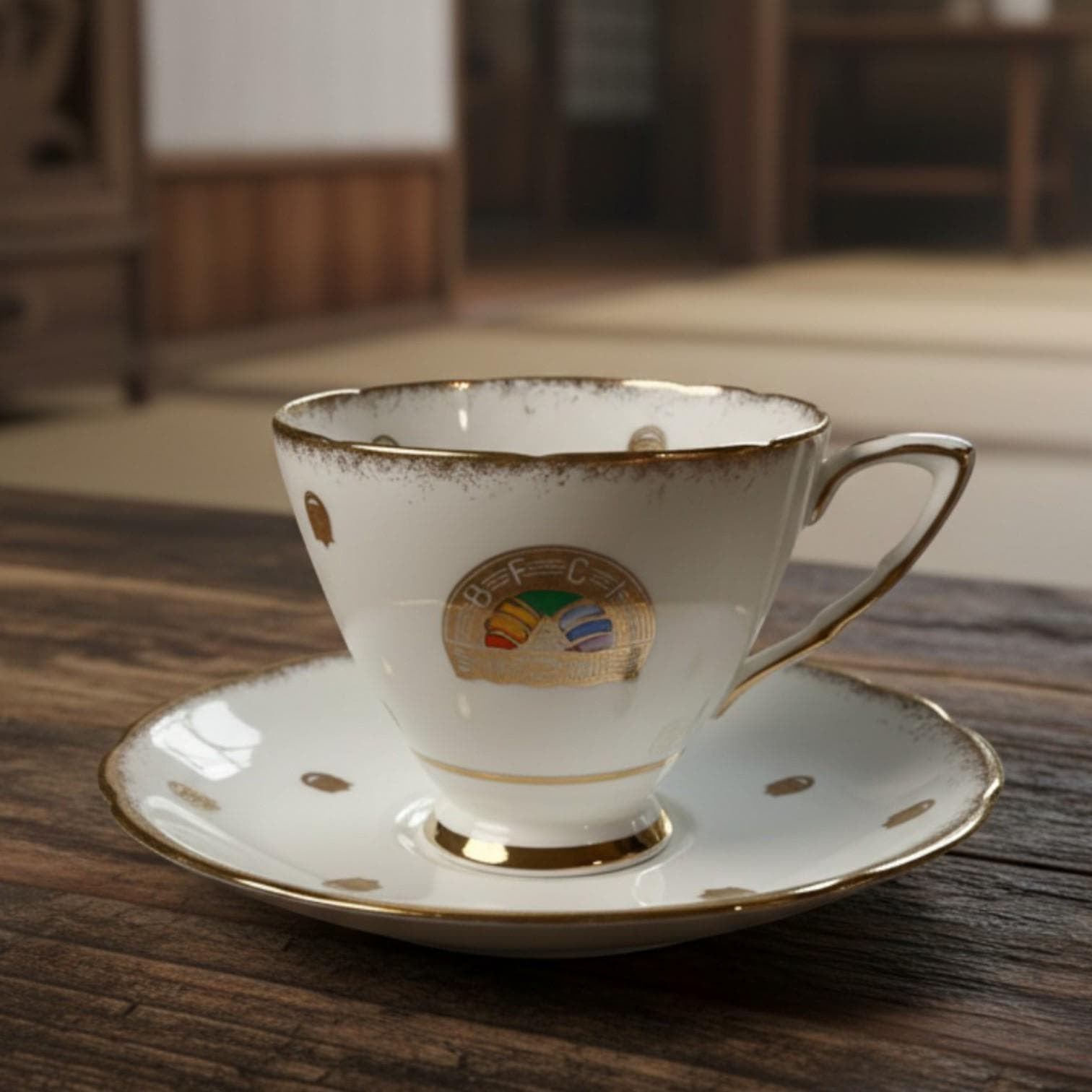 Vintage Royal Stafford Tea Cup and Saucer | English Bone China, Gold Trim - Thumbnail 6