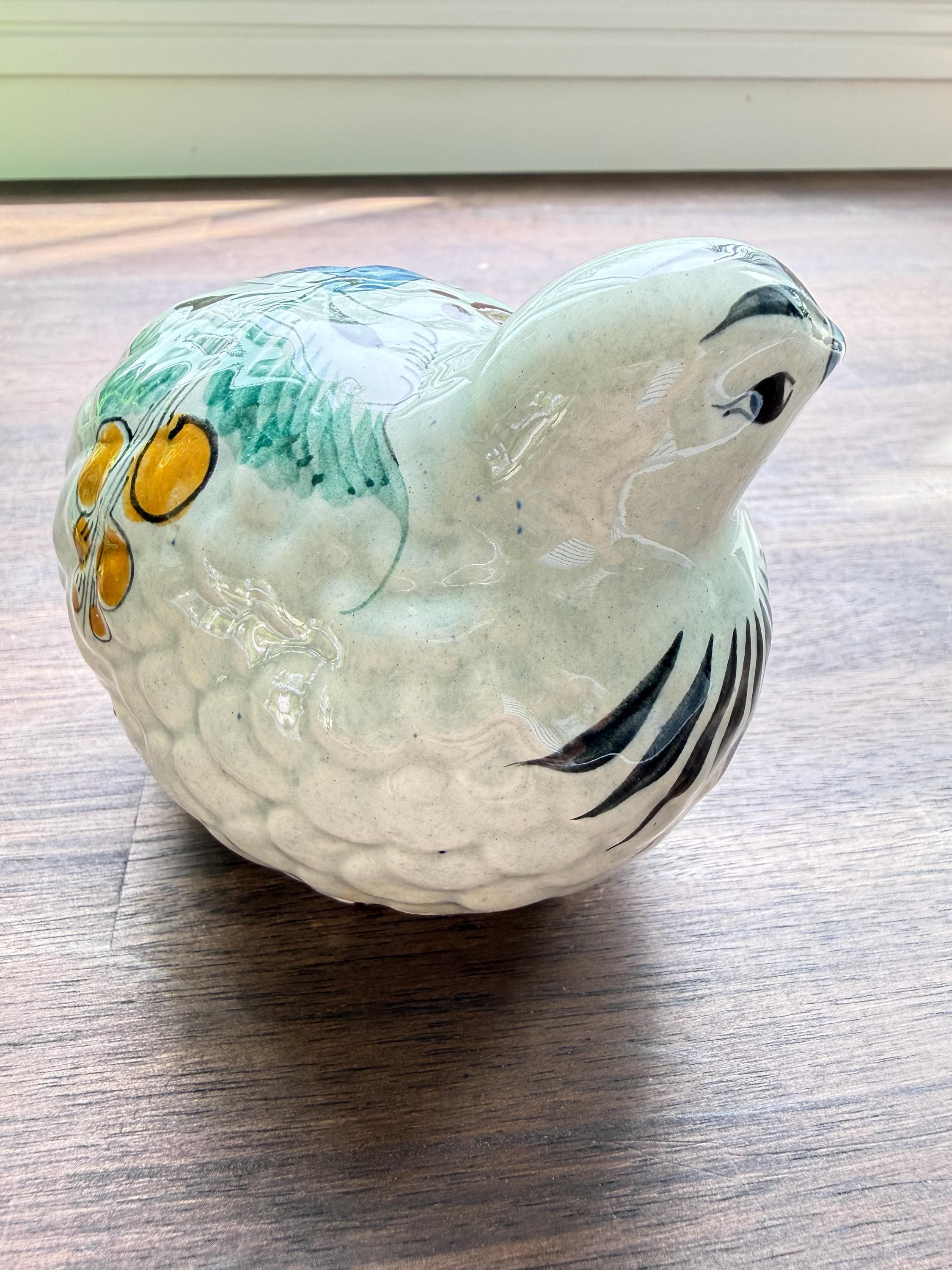 Vintage Tonala Pottery Quail Figurine Hand Painted Mexican Folk Art Bird Sculpture - Thumbnail 8