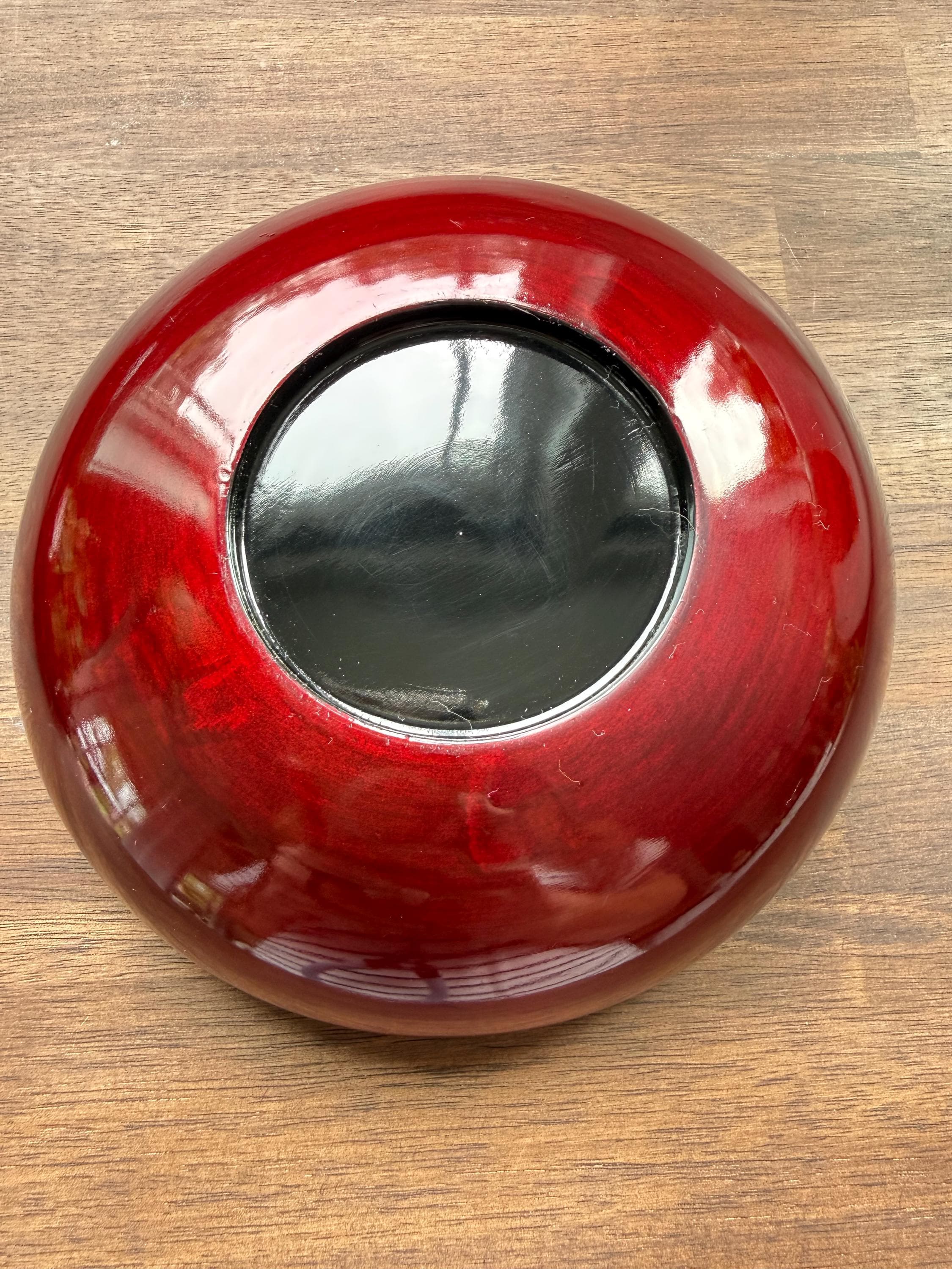 Vintage Japanese Red Lacquerware Salad Bowl Set Mt Fuji Gold Hand Painted 8 Pieces - Thumbnail 8