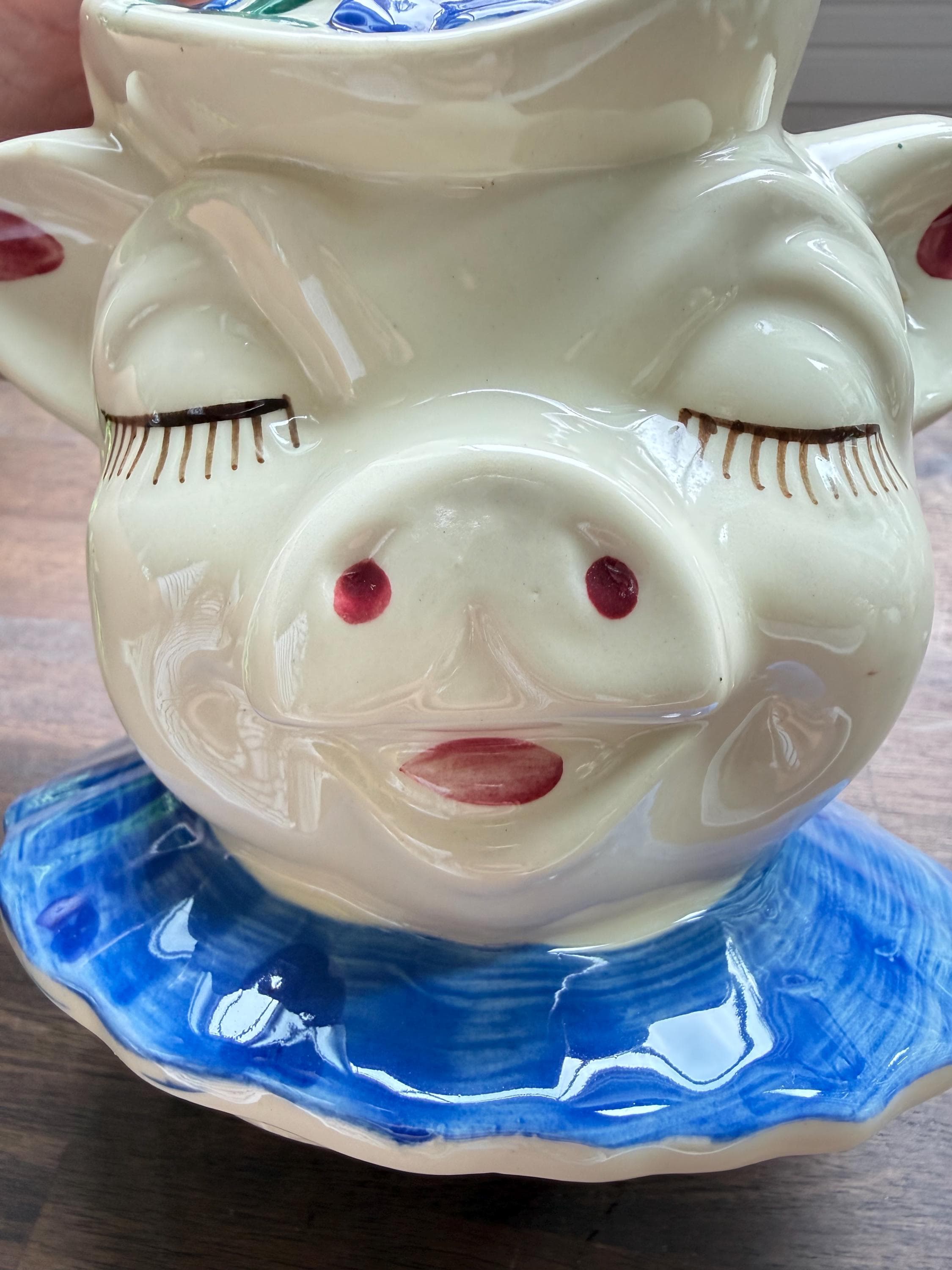 Vintage Shawnee Winnie Pig Cookie Jar Smiley Pig Pottery Kitchen Decor - Thumbnail 3