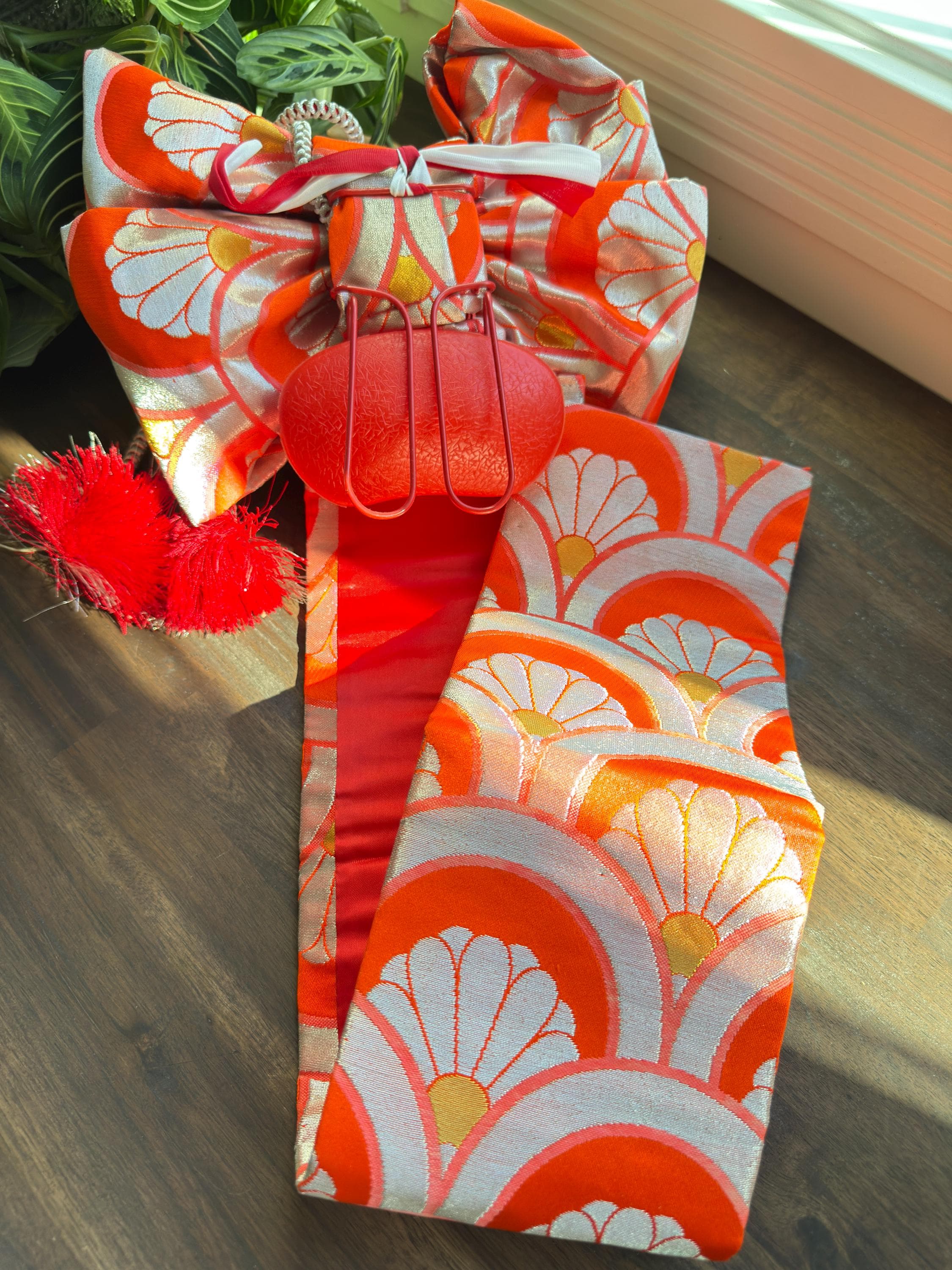 Vintage Japanese Shichi-Go-San Pre-Tied Obi Sash Girls Kimono Festival Belt with Box - Thumbnail 3