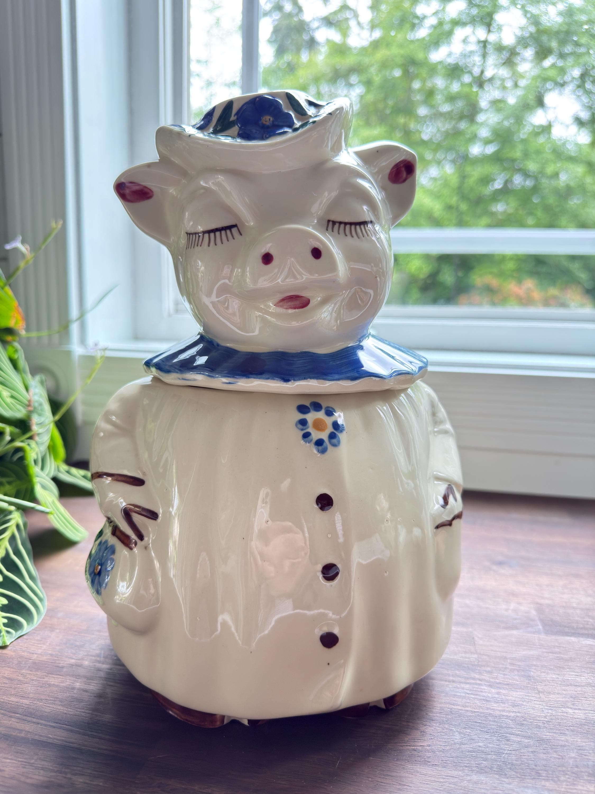 Vintage Shawnee Winnie Pig Cookie Jar Smiley Pig Pottery Kitchen Decor - Thumbnail 2