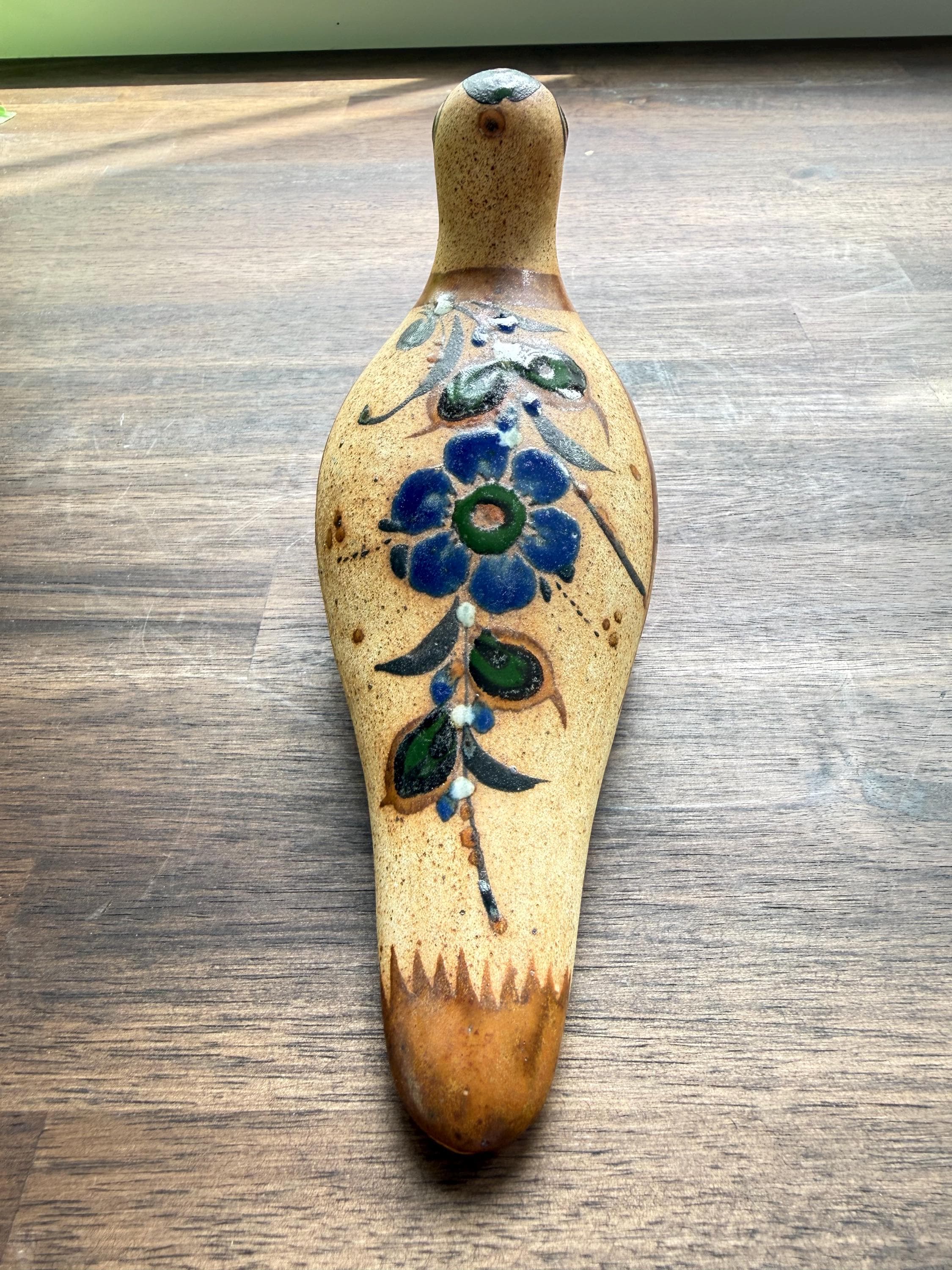 Vintage Tonala Pottery Dove Figurine Hand Painted Mexican Folk Art Bird Sculpture - Thumbnail 10