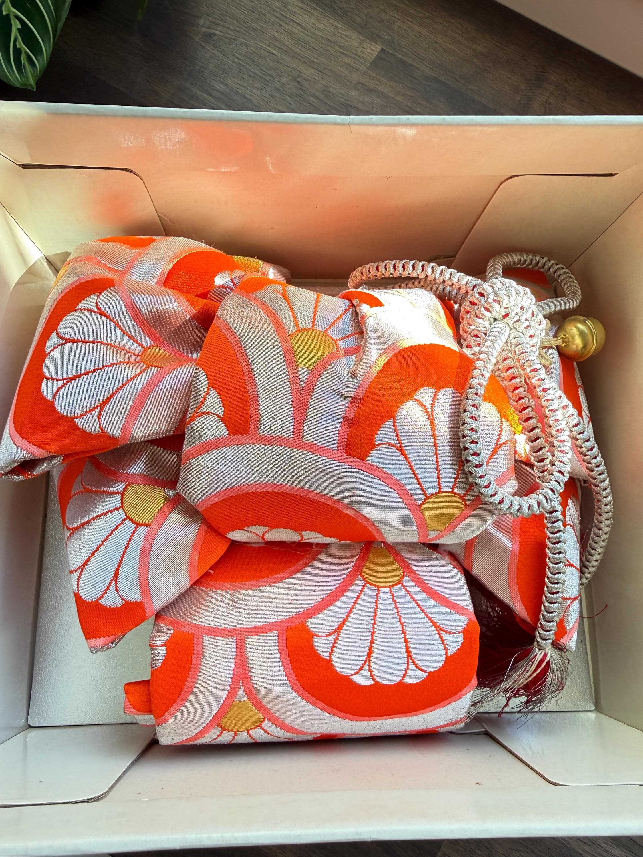 Vintage Japanese Shichi-Go-San Pre-Tied Obi Sash Girls Kimono Festival Belt with Box - Thumbnail 6