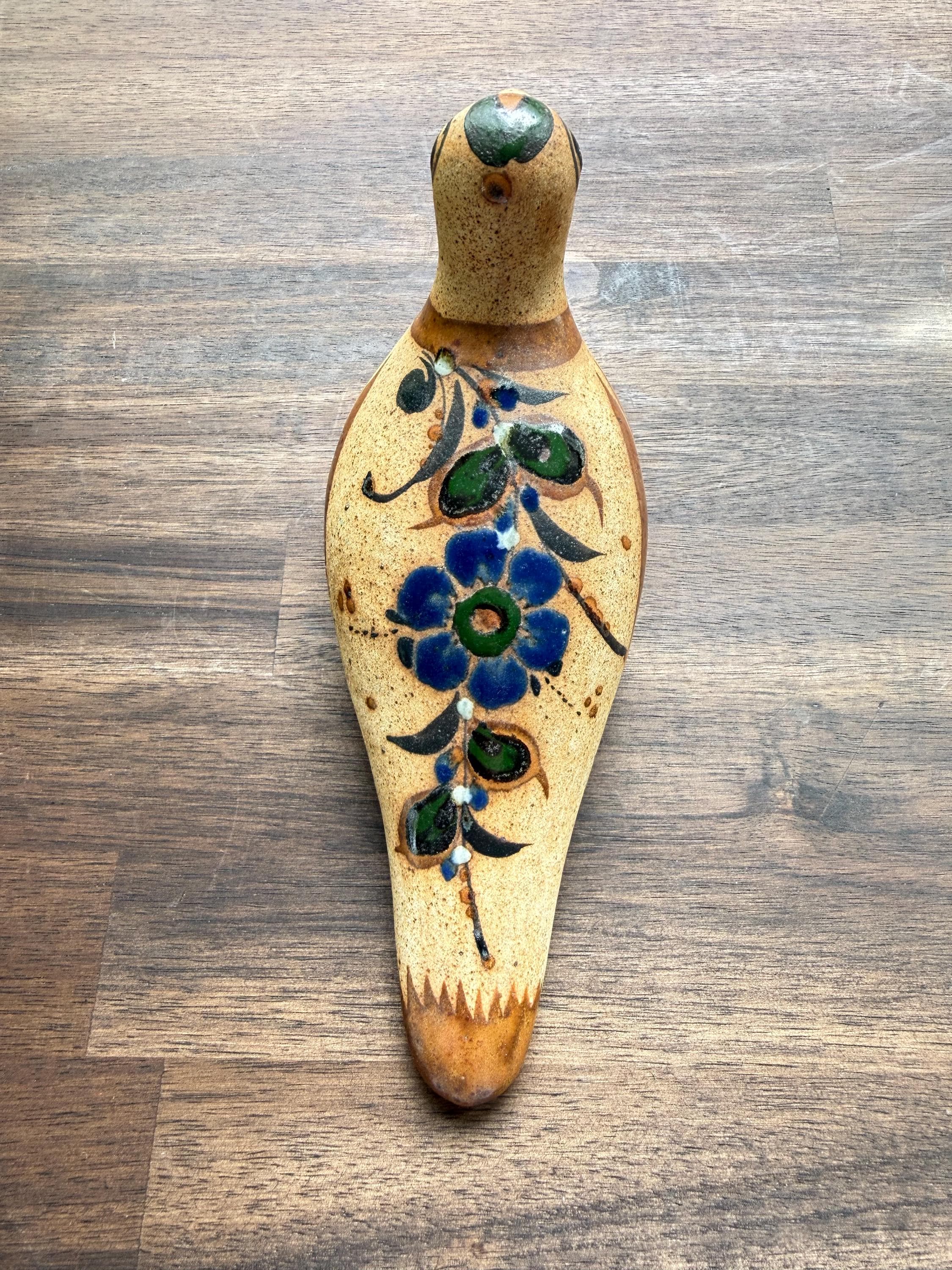 Vintage Tonala Pottery Dove Figurine Hand Painted Mexican Folk Art Bird Sculpture - Thumbnail 12