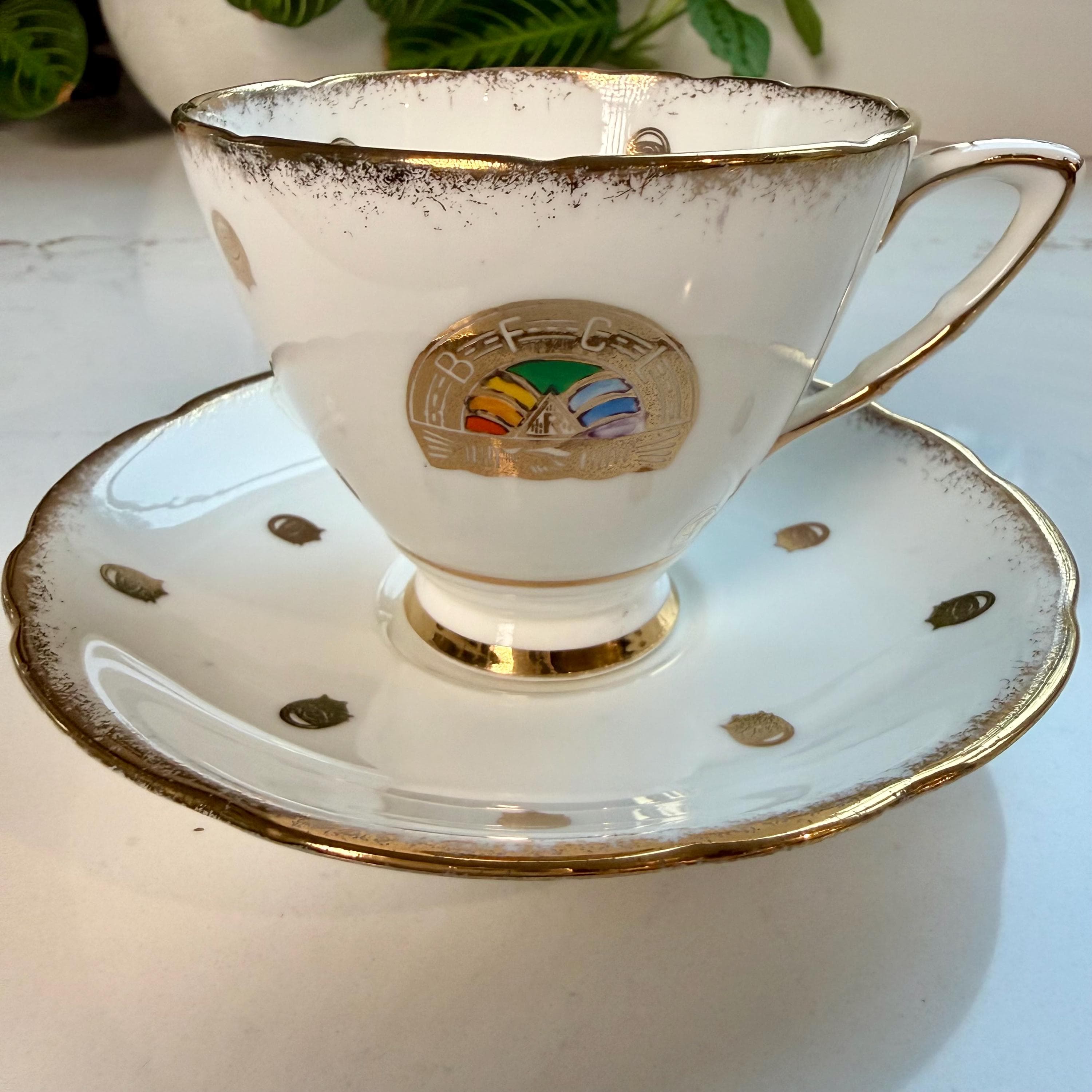 Vintage Royal Stafford Tea Cup and Saucer | English Bone China, Gold Trim - Thumbnail 2