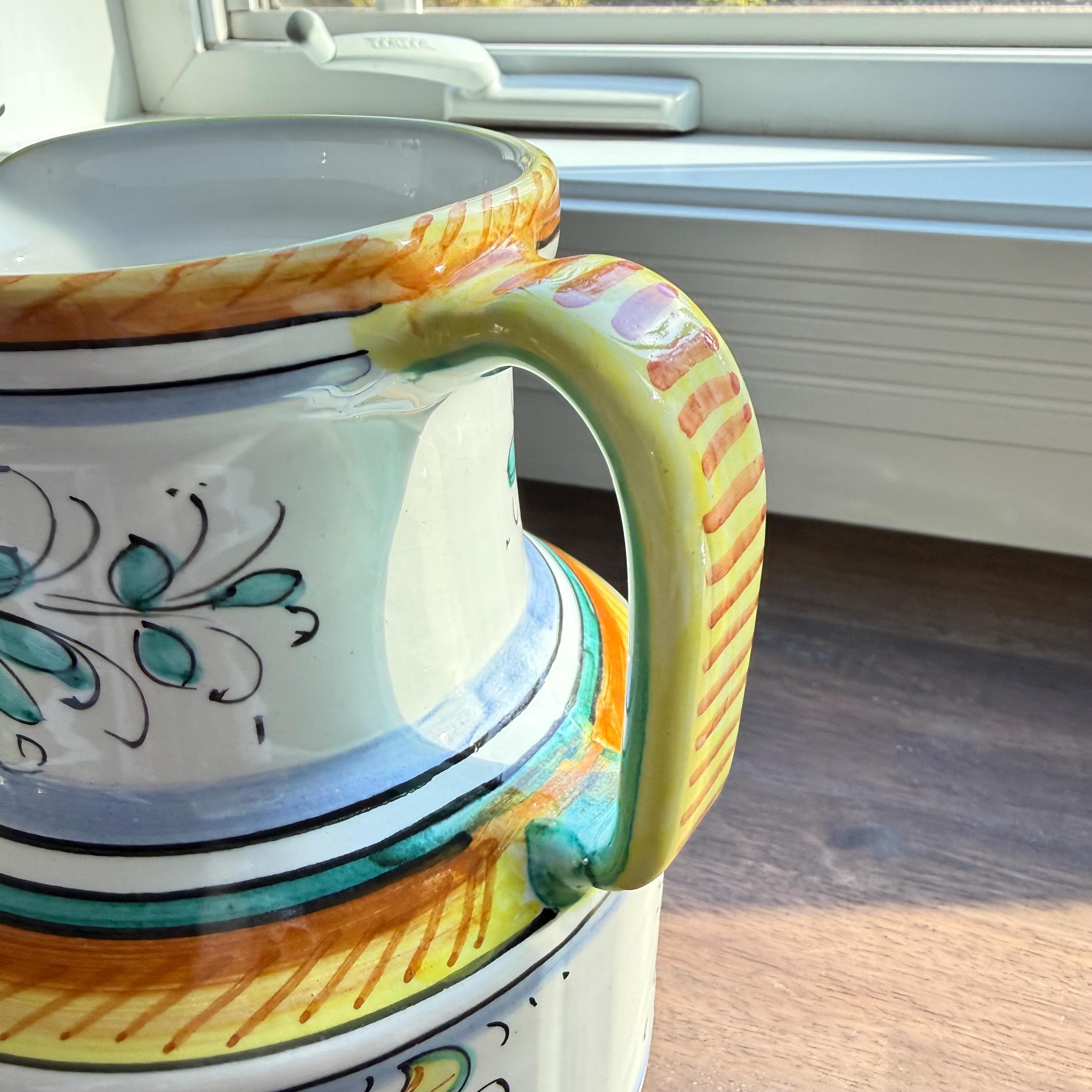Vintage Italian Deruta Majolica Pitcher: Hand-Painted Raffaellesco Dragon Ceramic Jug - Thumbnail 13