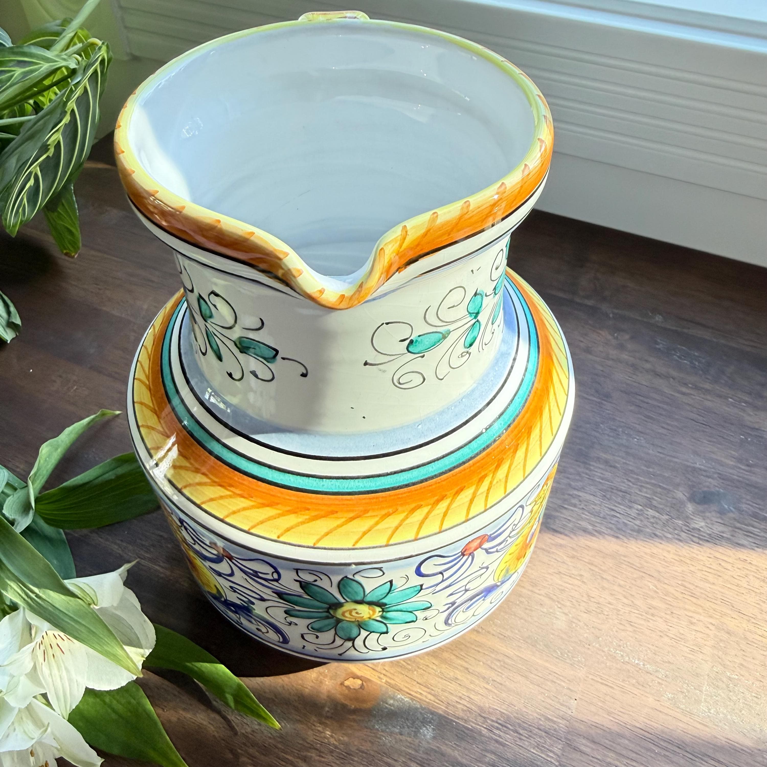 Vintage Italian Deruta Majolica Pitcher: Hand-Painted Raffaellesco Dragon Ceramic Jug - Thumbnail 7