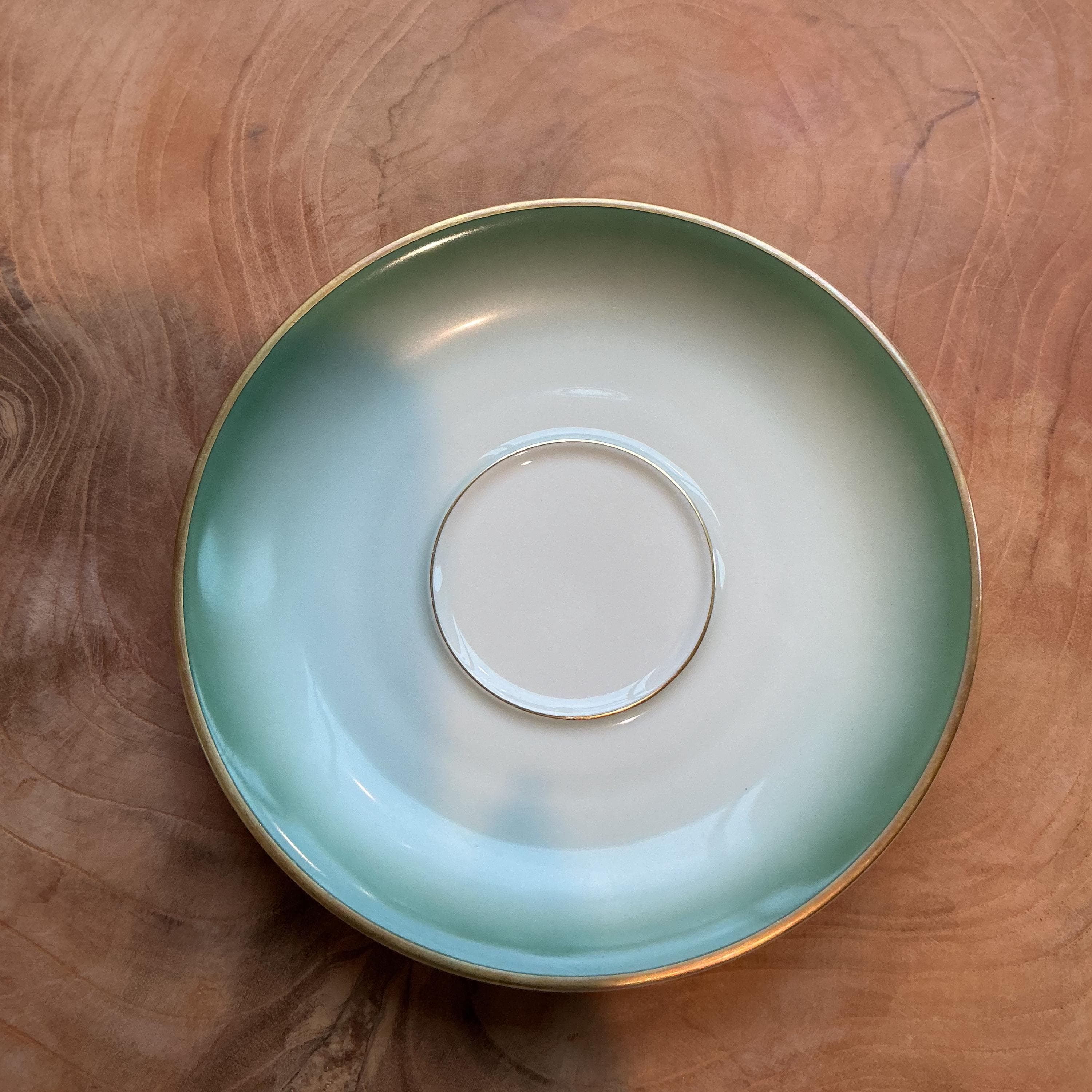 Vintage Rosenthal Chrysopras Saucer, German Porcelain, Green Gold Rim - Thumbnail 4