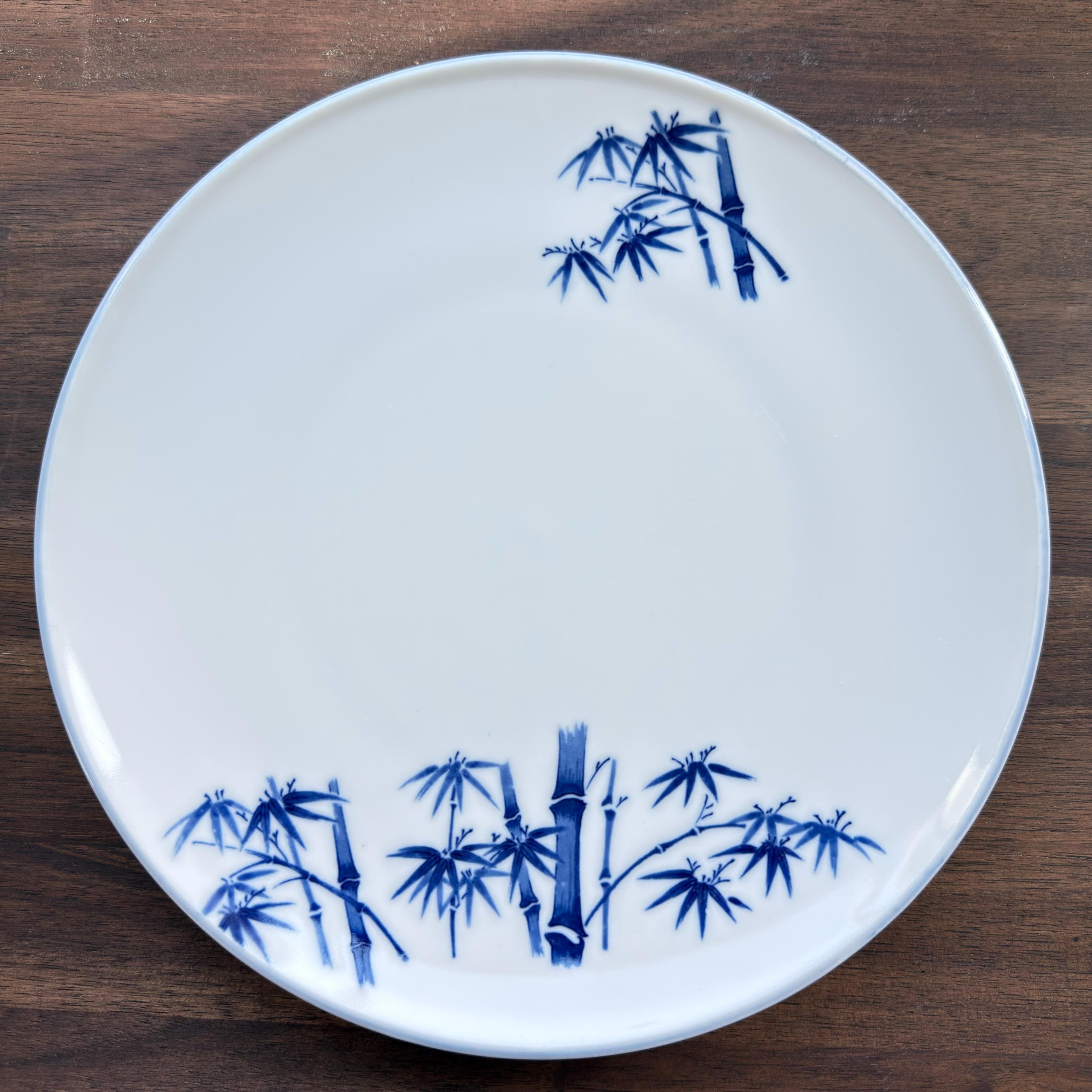 Vintage Seto Japan Blue White Bamboo Plate, MCM Japandi Dinnerware, Asian Decor - Thumbnail 3