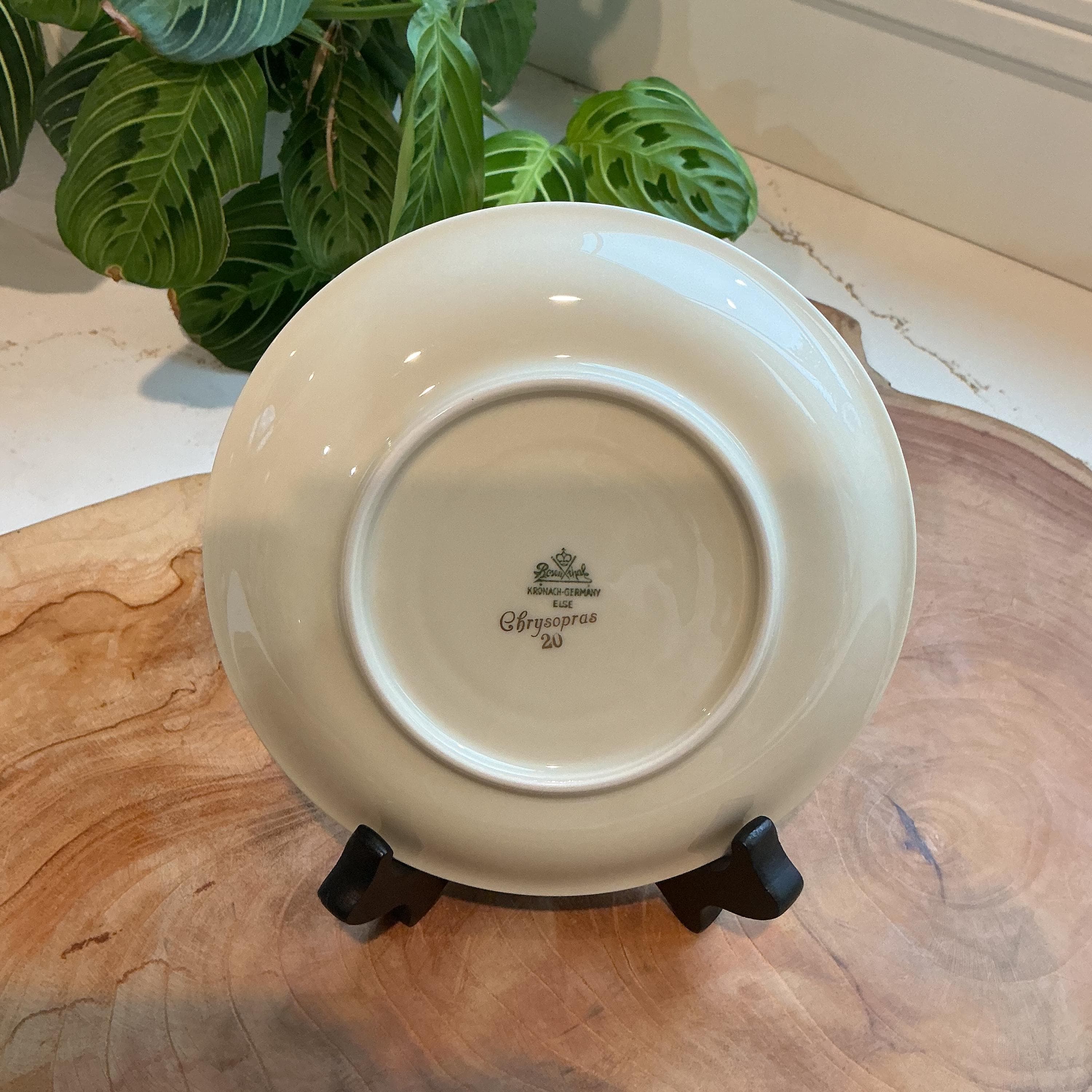 Vintage Rosenthal Chrysopras Saucer, German Porcelain, Green Gold Rim - Thumbnail 3